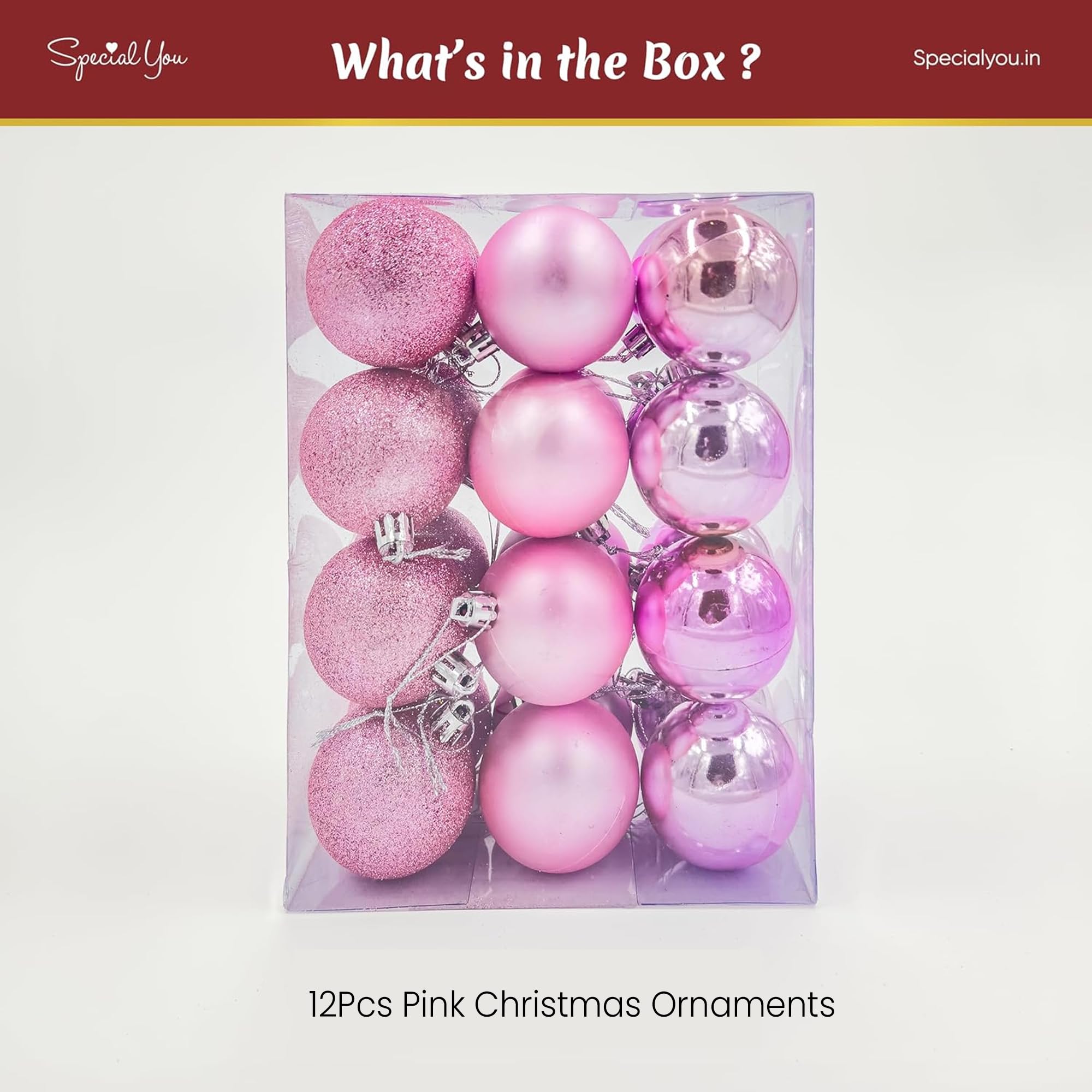 12 Pink Christmas Balls