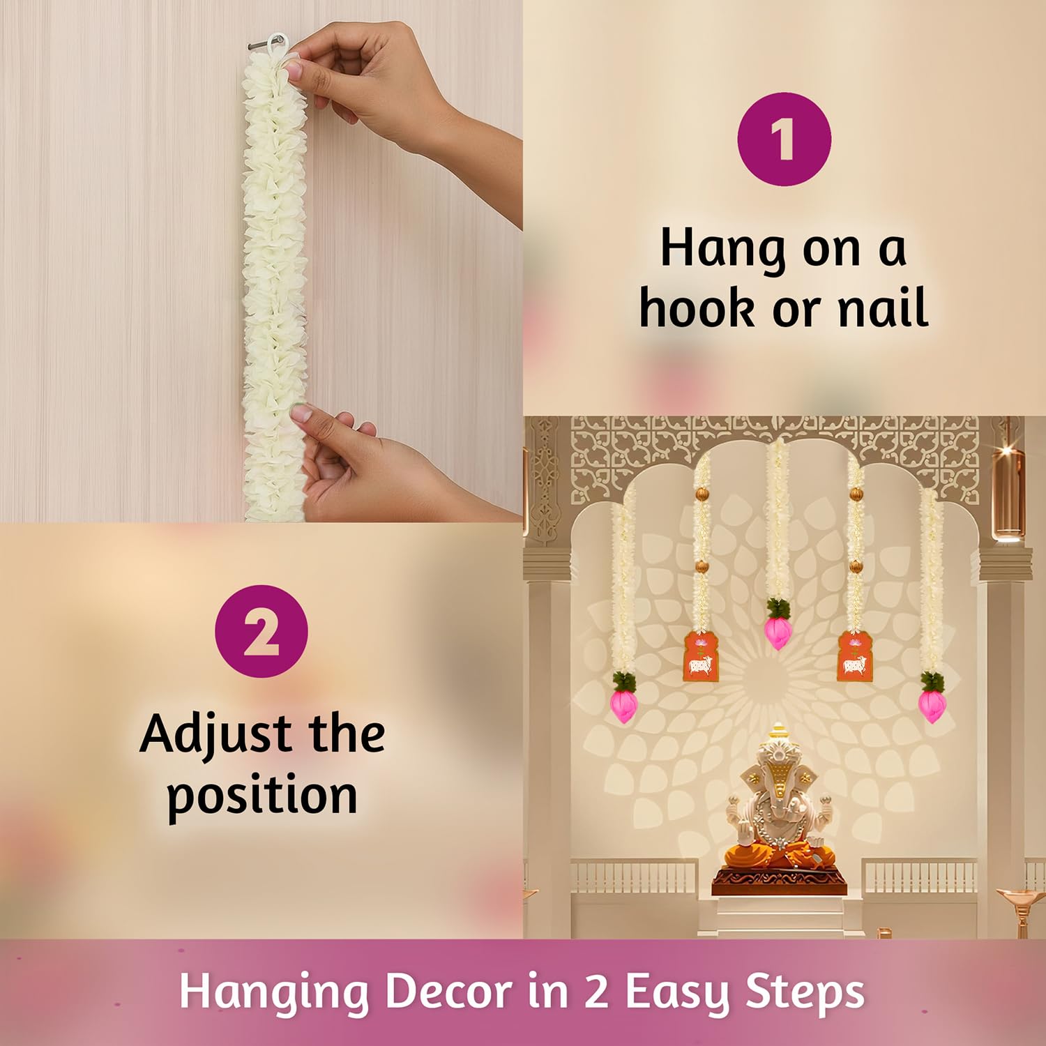 Divine Lotus & Cow Hanging Set for Ganpati Décor