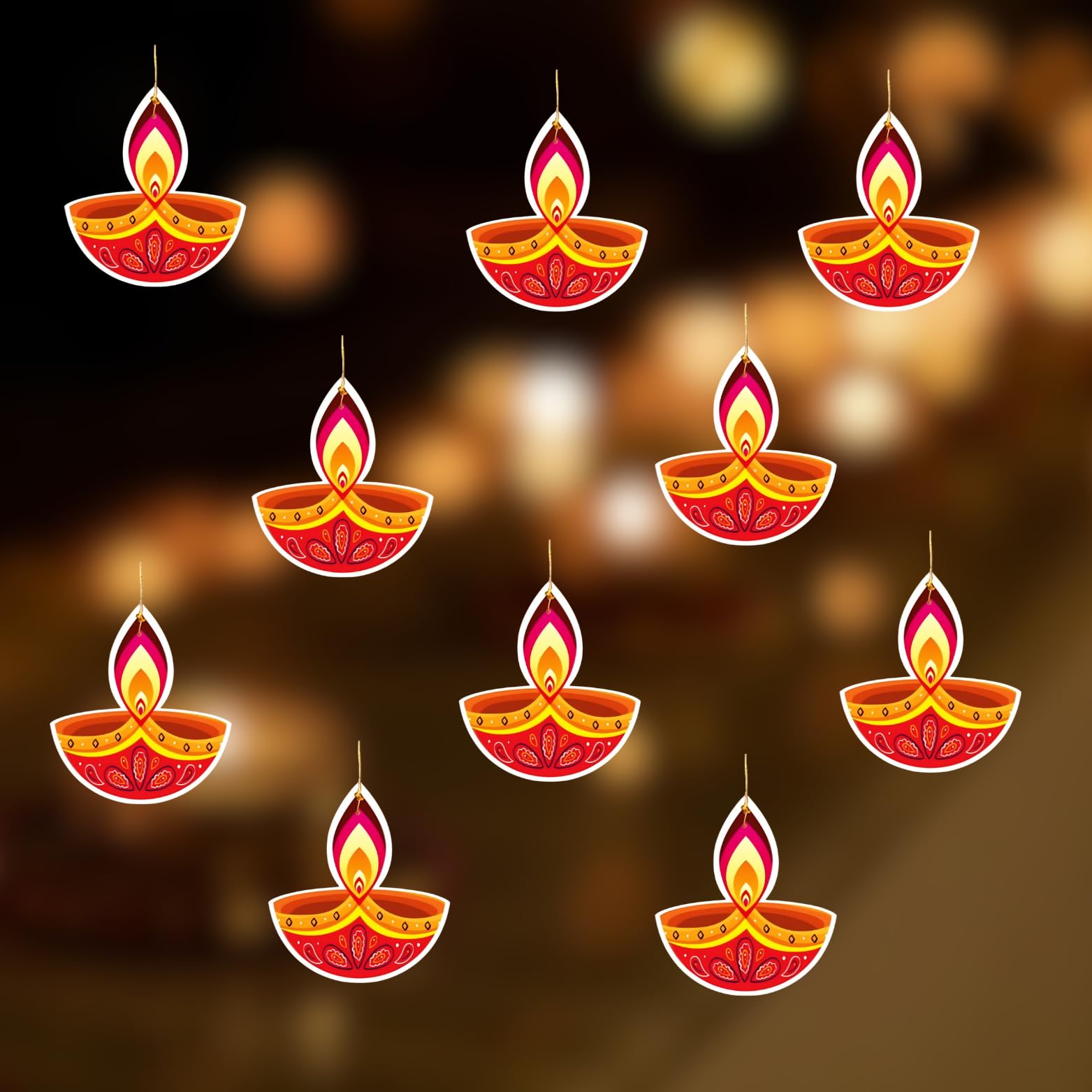 Hanging Paper Diyas for Festive Home Decorations