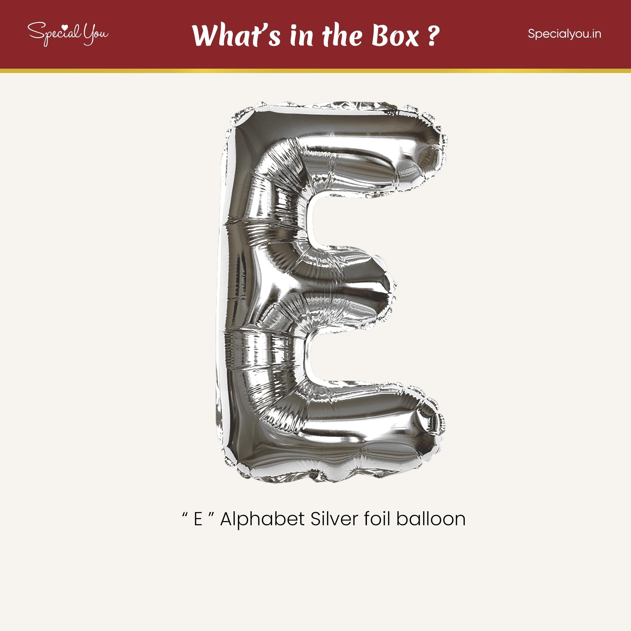 Silver E Letter Foil Balloon