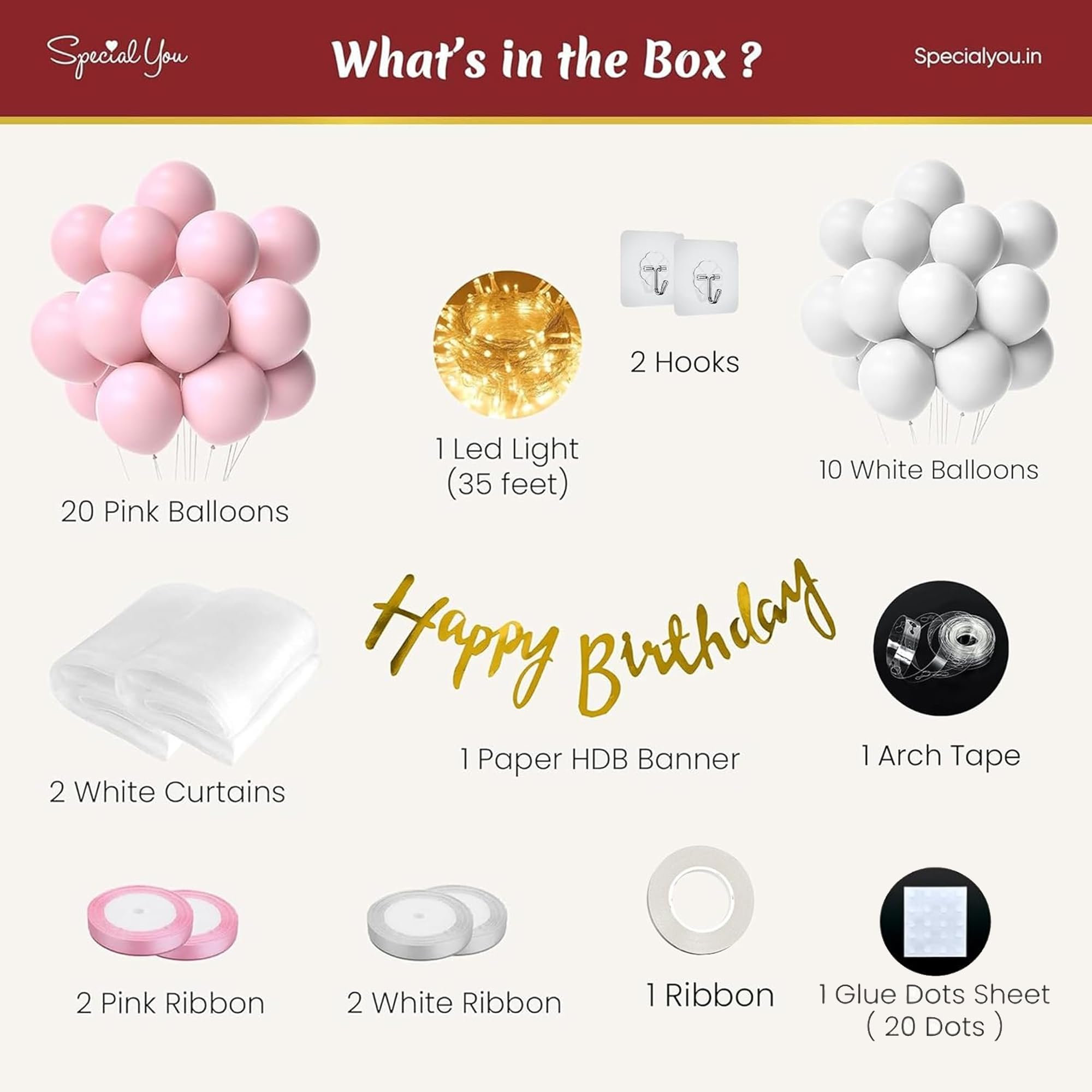 White pink balloon theme with backdrop