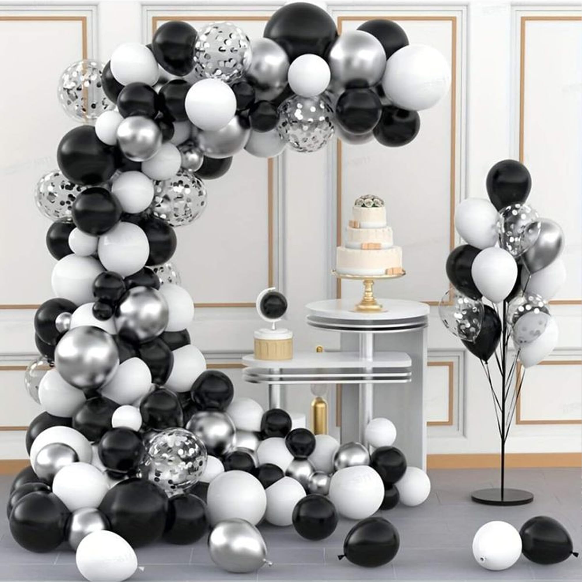 Black, White & Silver Balloons combo