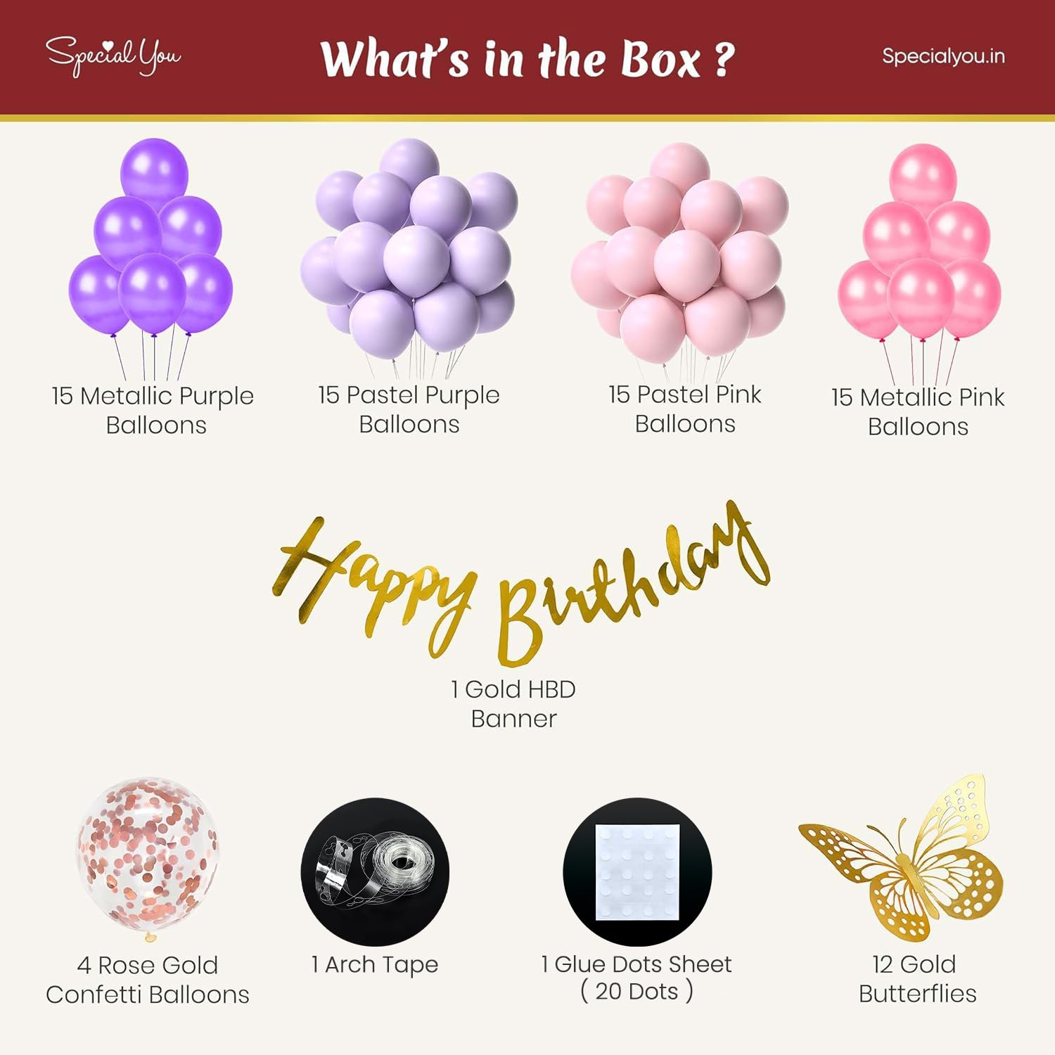 Pink and Purple Theme Birthday Decoration with 3D Butterfly