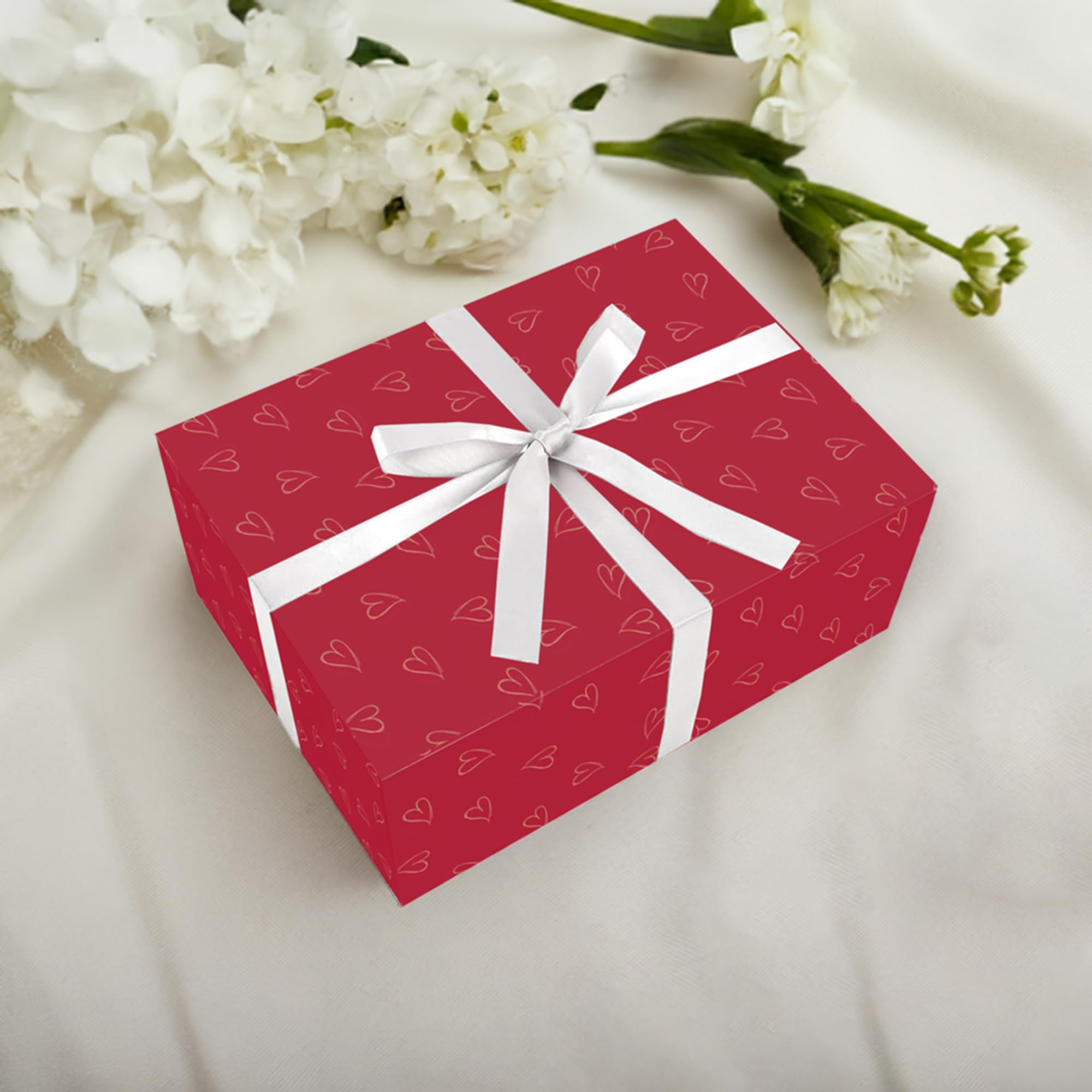 Heart Print Gift Wrapping Sheets- Red