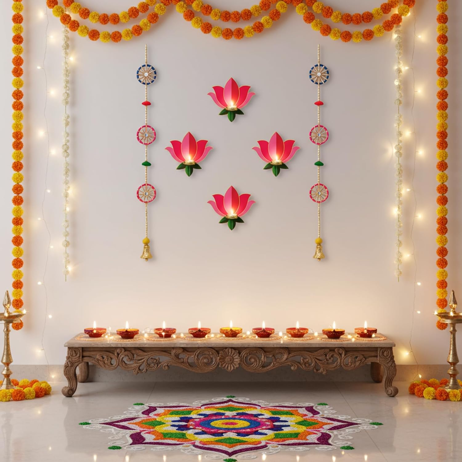 Diwali Pink Lotus T-Light Holder