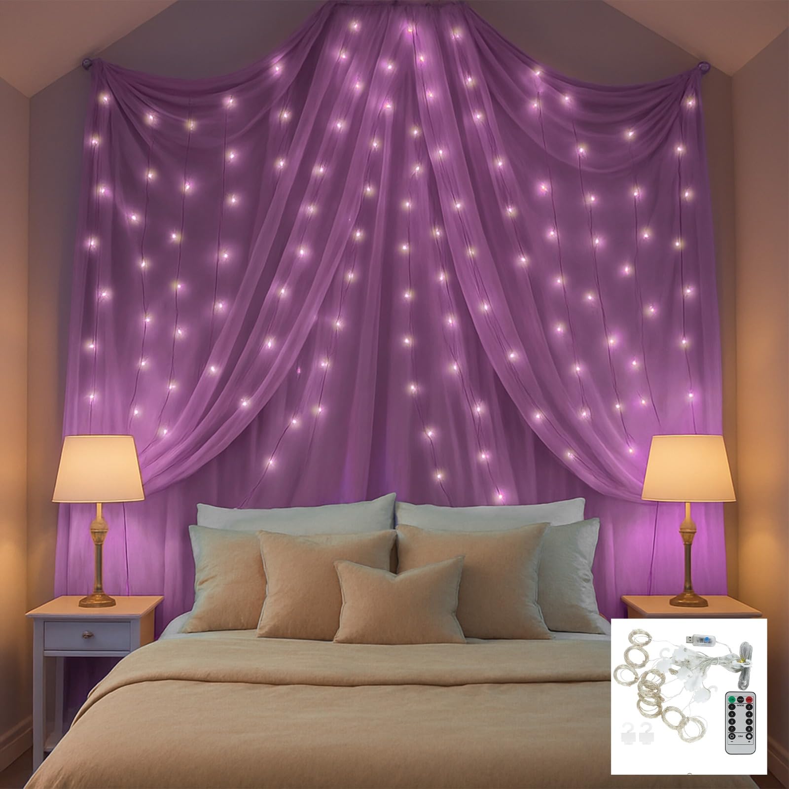 Shree Ganesh Lavender Glow & Curtain Lights