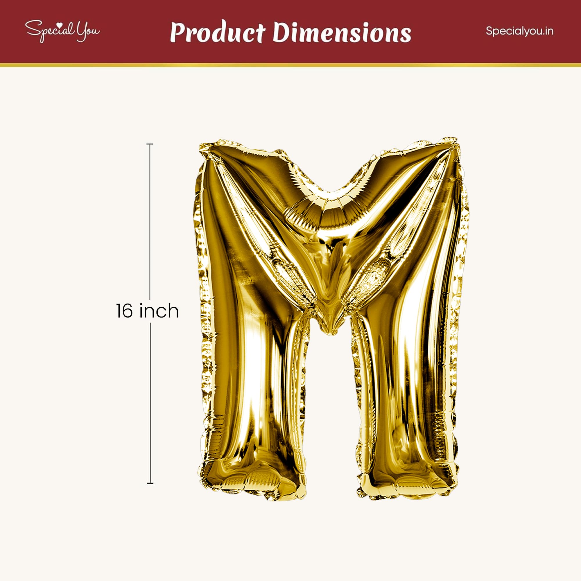 Gold M Letter Foil Balloon - Special You