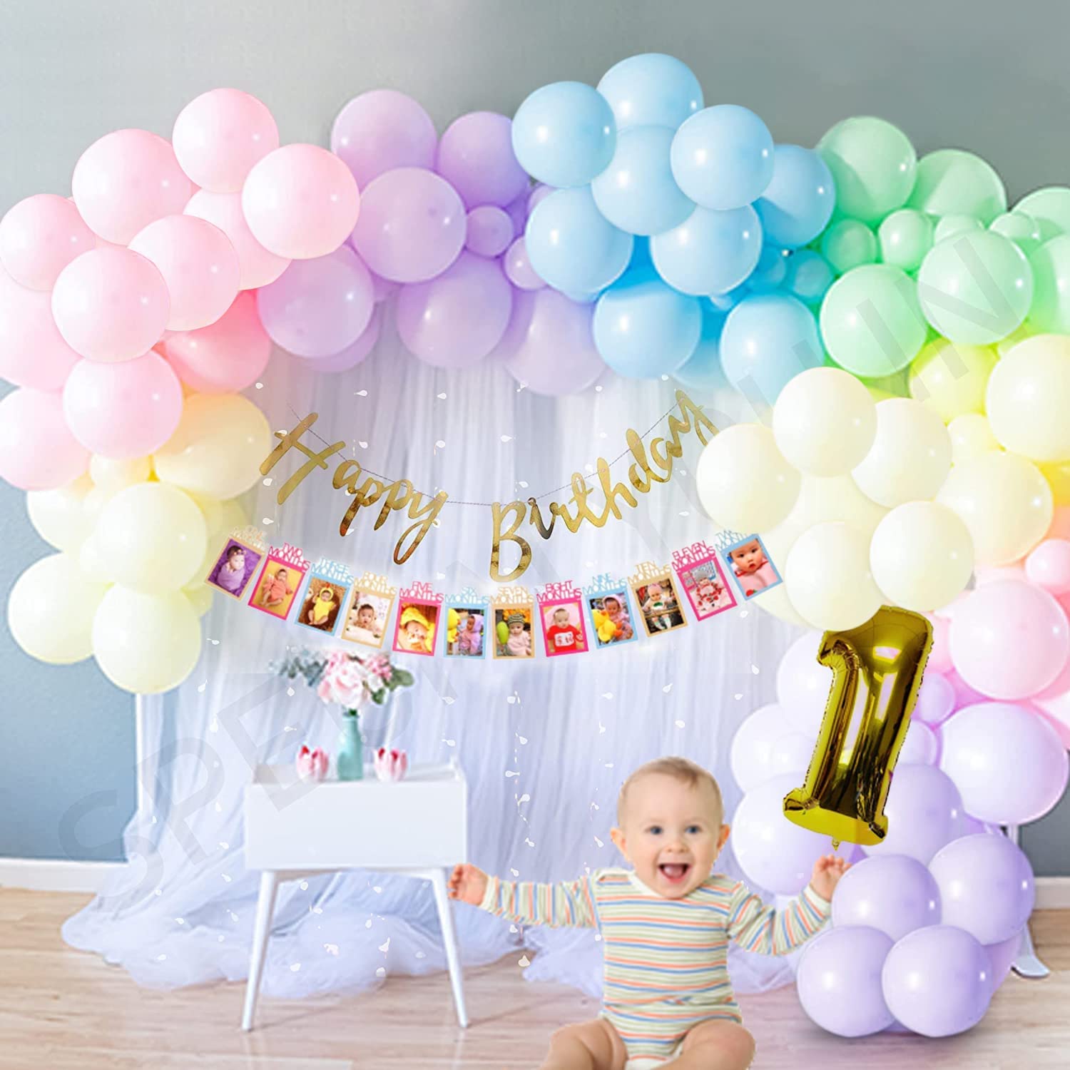Birthday Decorations for Boys Blue White Gold Birthday Balloons Garland Arch  Kit with Fairy String Light Birthday Party Supplies for Boy1st Birthday  Baby Shower 