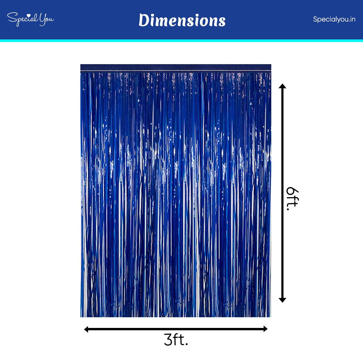 Dark Blue Foil Fringe Curtains