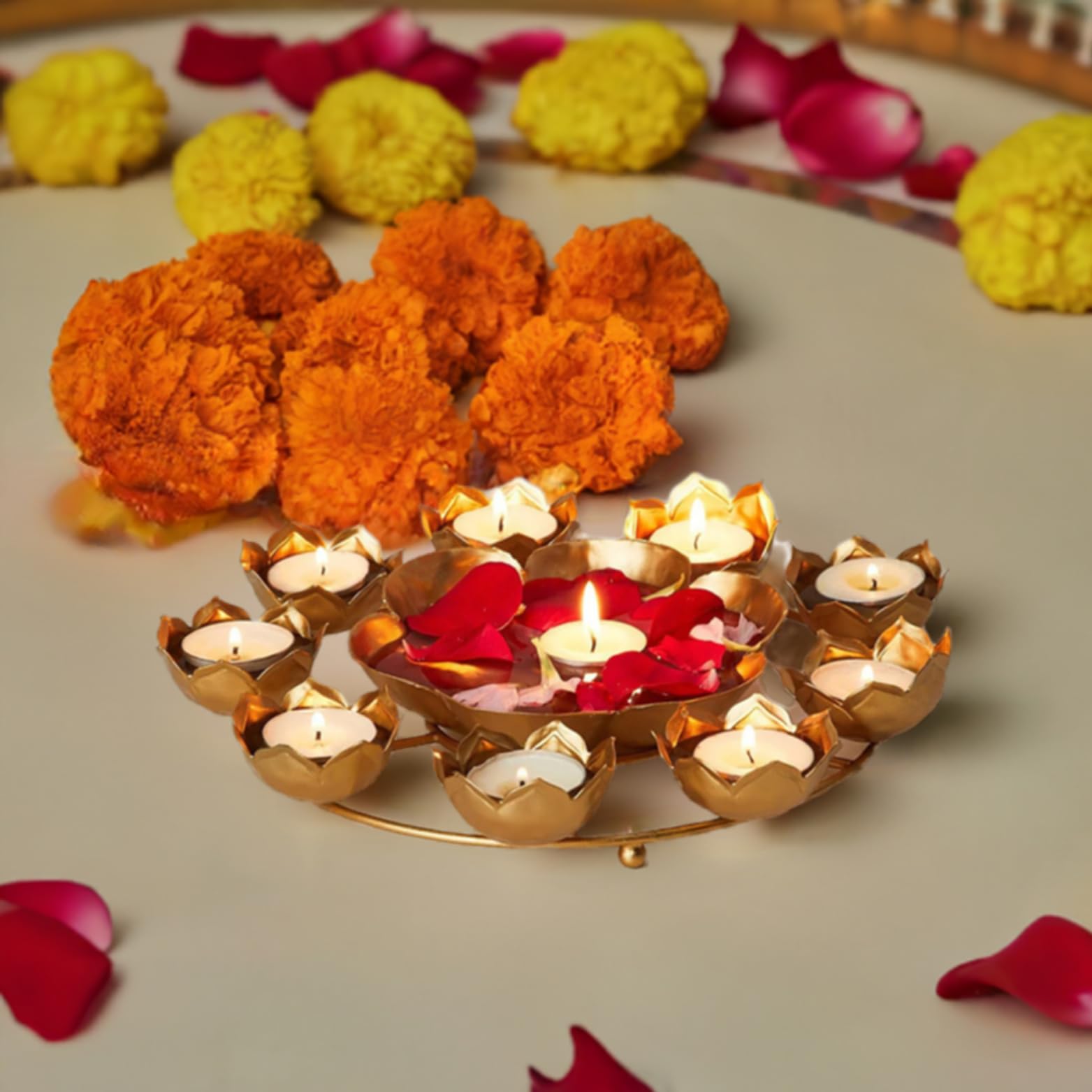 Double Flower Urli Bowl for Decoration