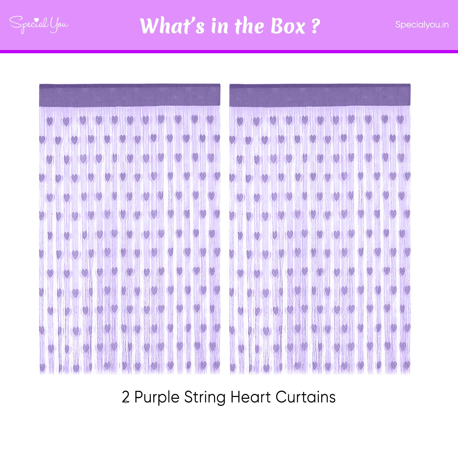 Purple String Heart Shape Net Sheer Curtains
