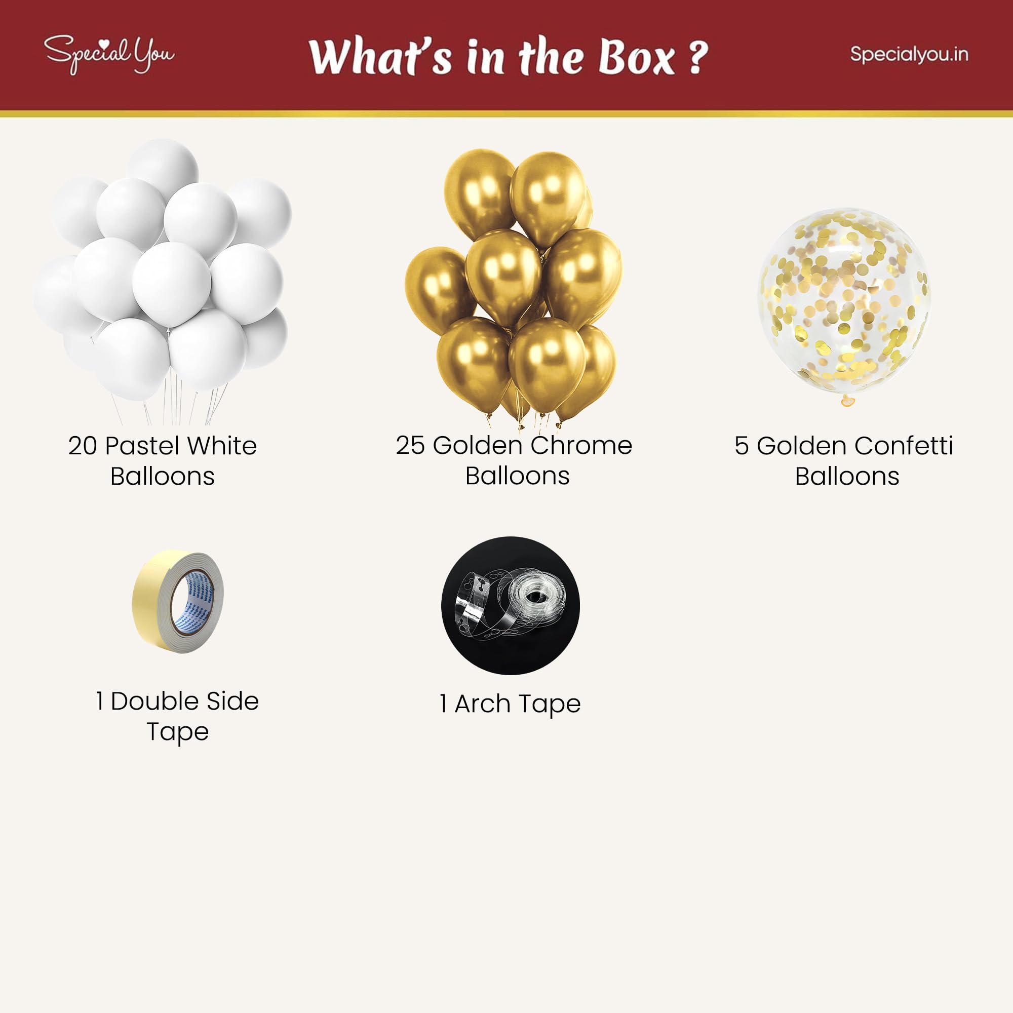 Gold Chrome & White Balloons Decoration Kit