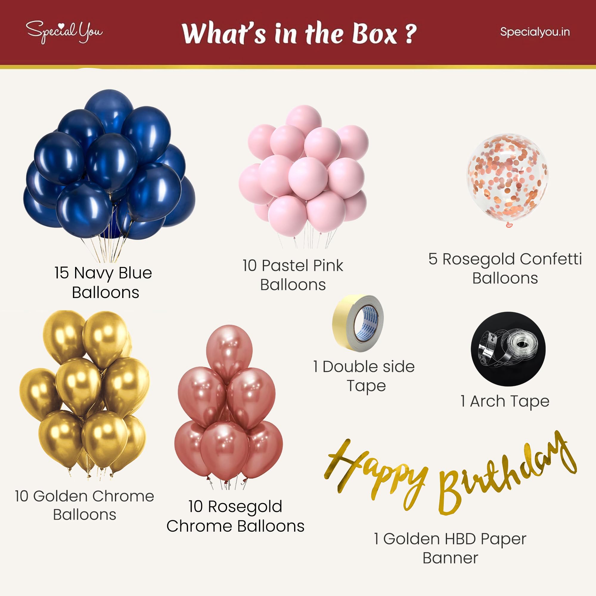 Birthday Decoration Kit with Metallic and Chrome Balloons