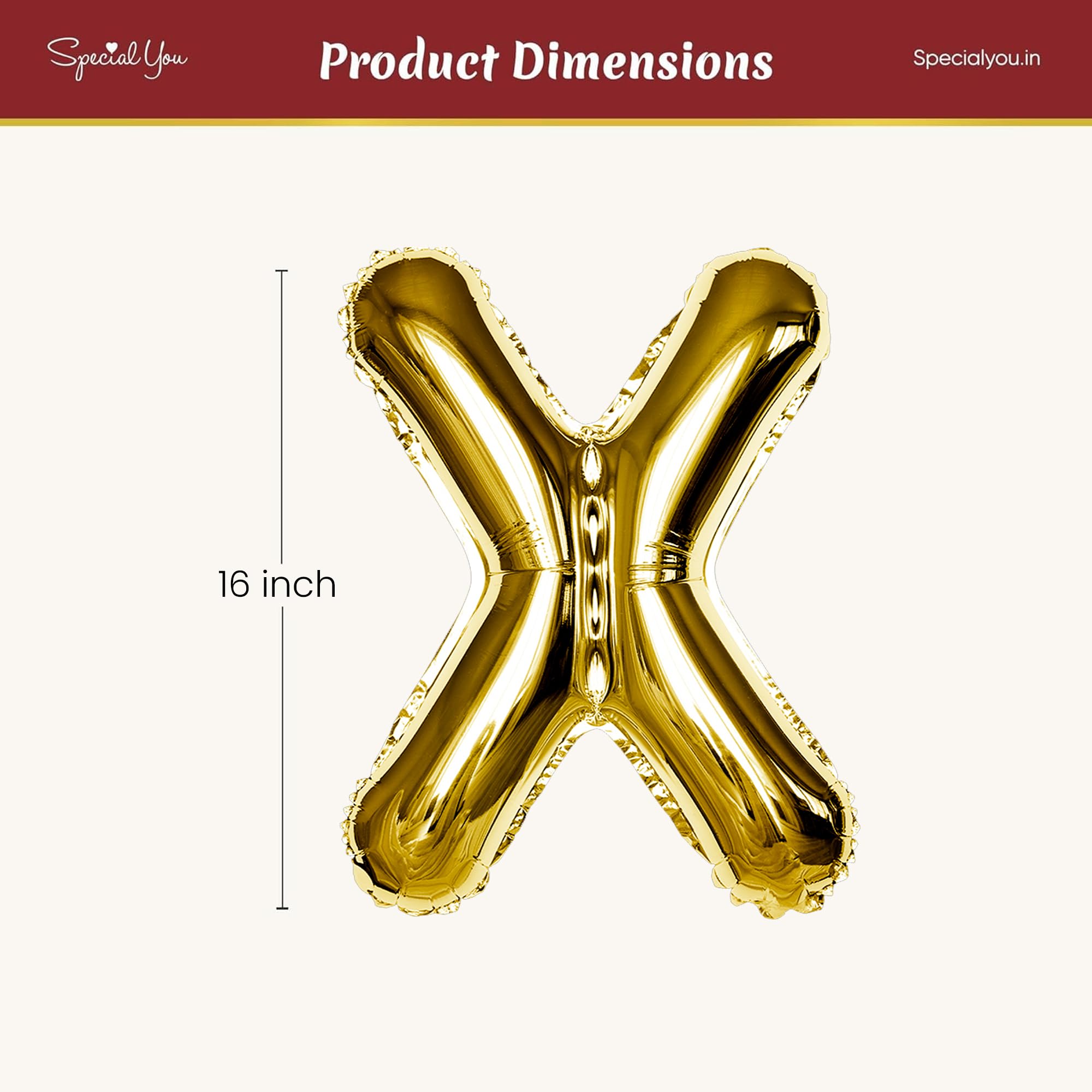 Gold X Letter Foil Balloon