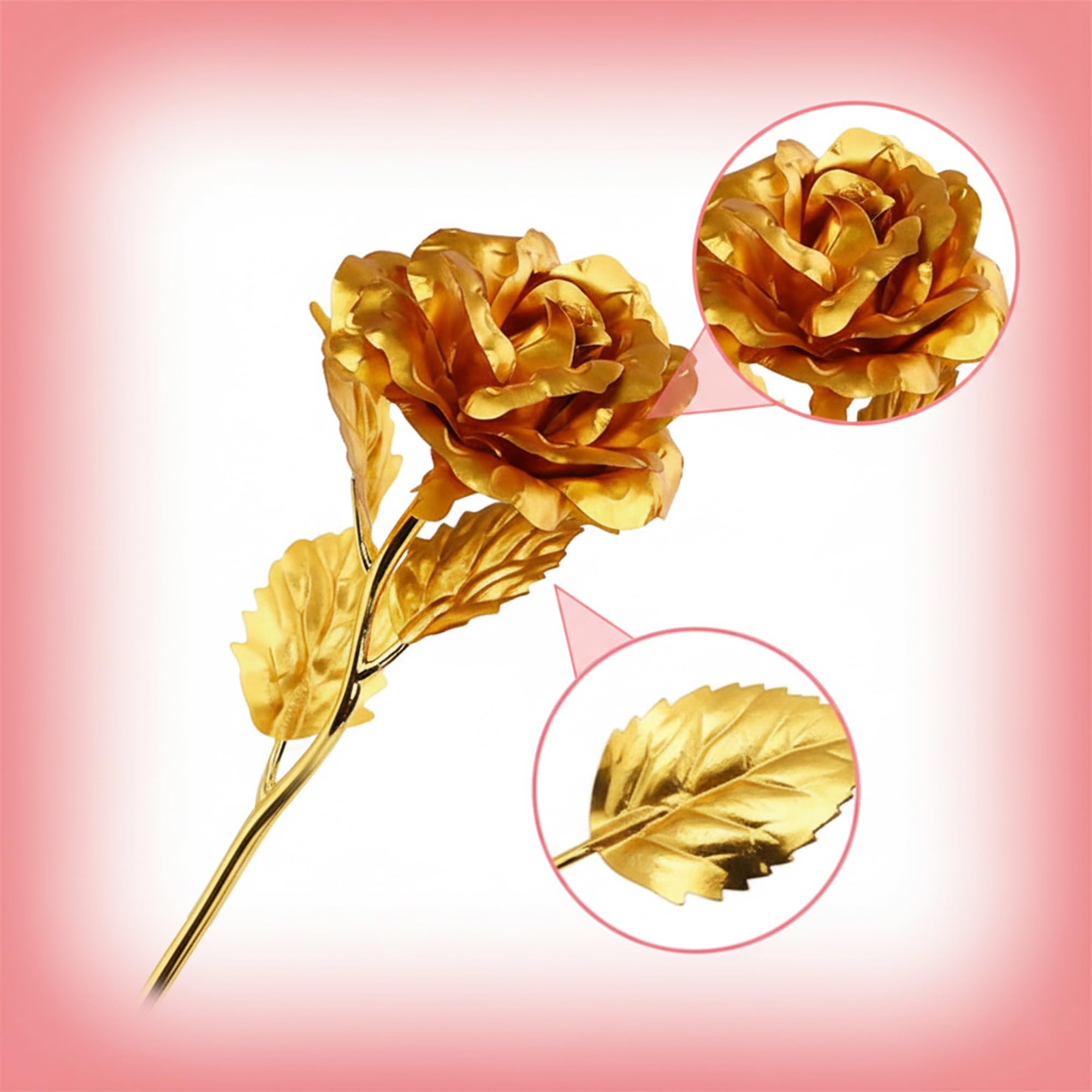 Golden Metal Rose for Valentine Gift