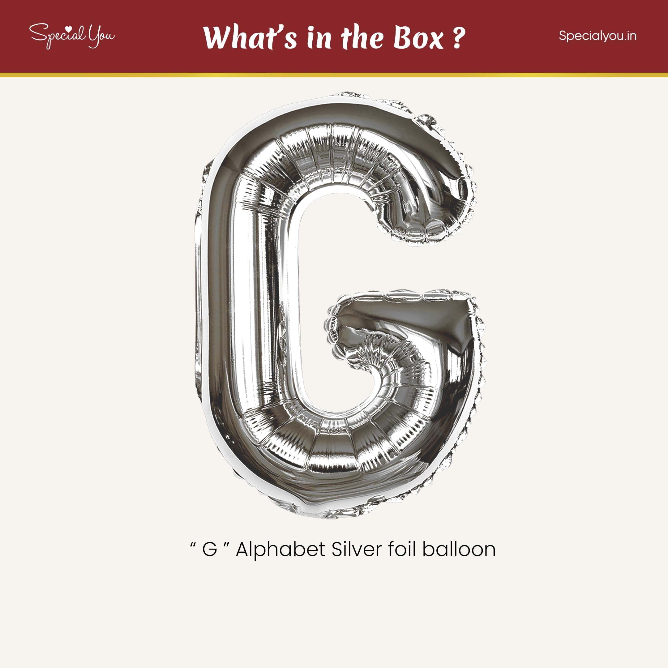Silver G Letter Foil Balloon - Special You
