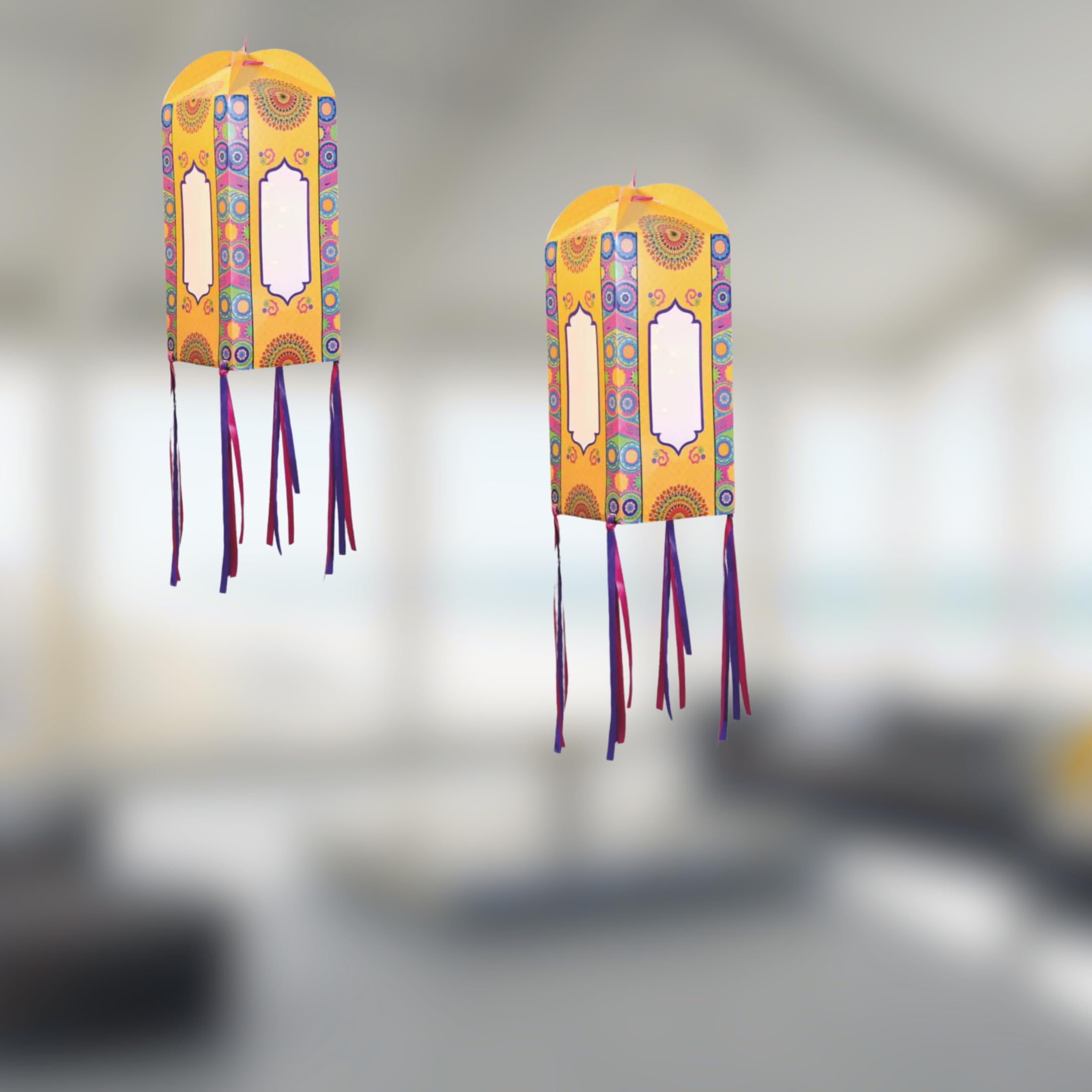 Yellow Kandil for Diwali decor - 2 pcs