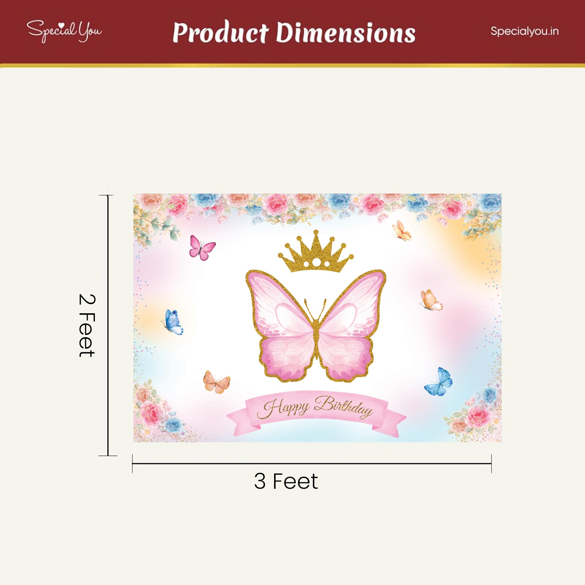 Pink poster Butterfly theme balloon for birthday decoration