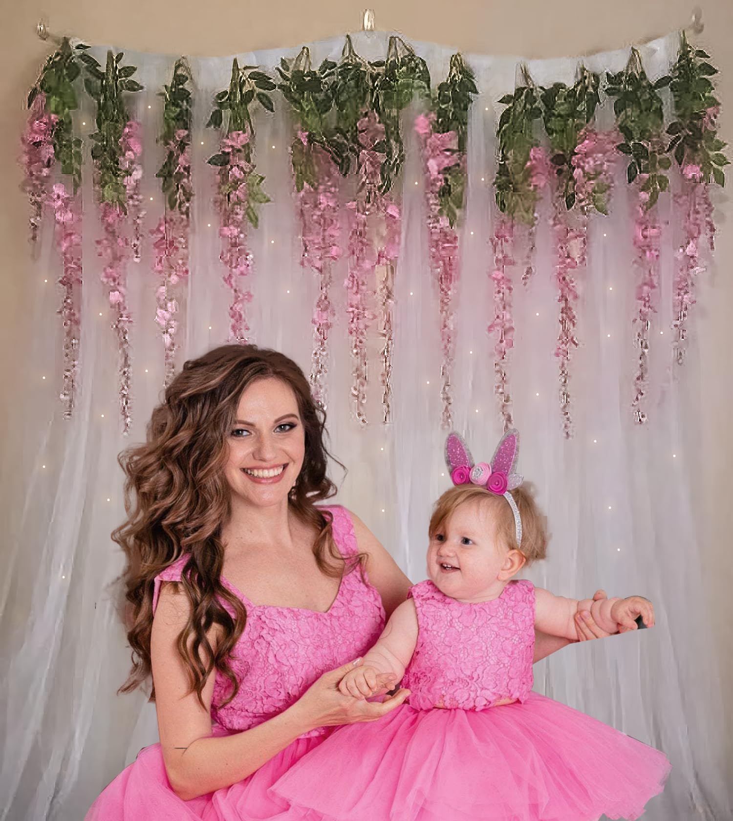 Pink Wisteria and Curtain Decor