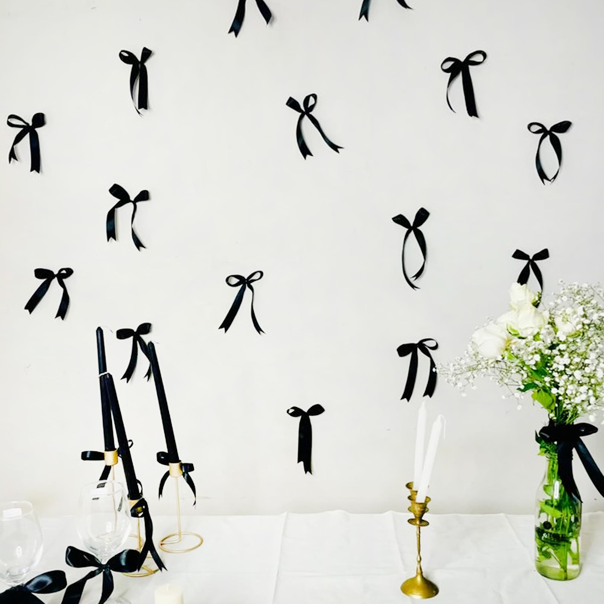 Black bow birthday theme decoration