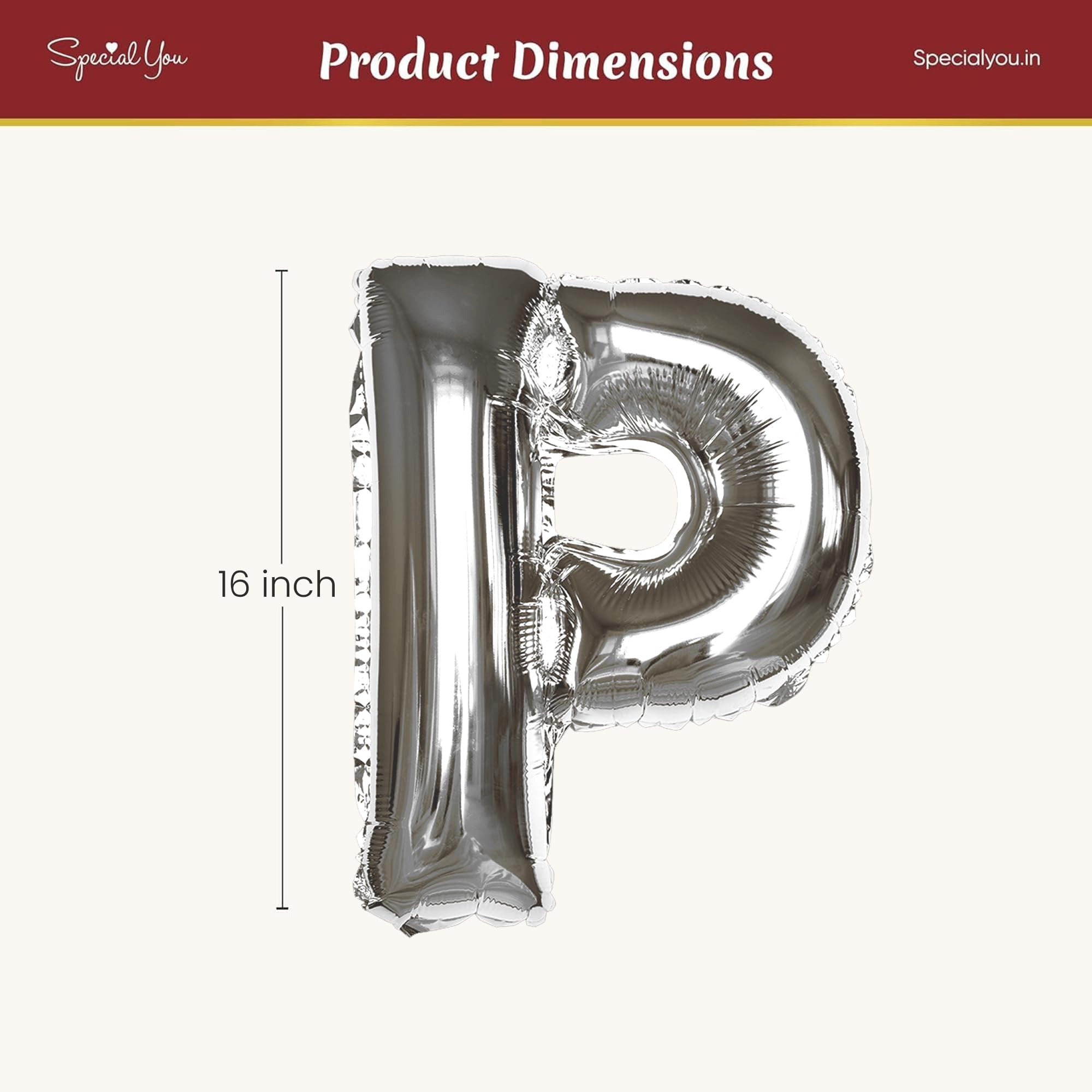 Silver P Letter Foil Balloon - Special You