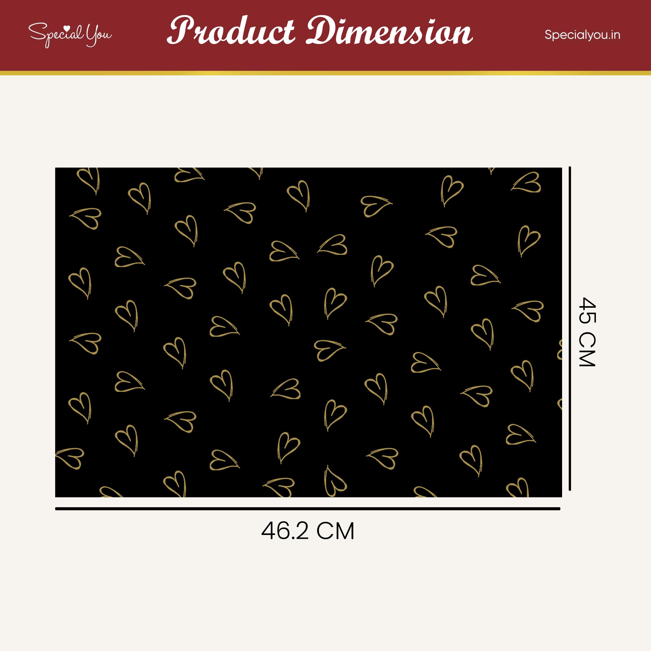 Heart Print Gift Wrapping Sheets- Black
