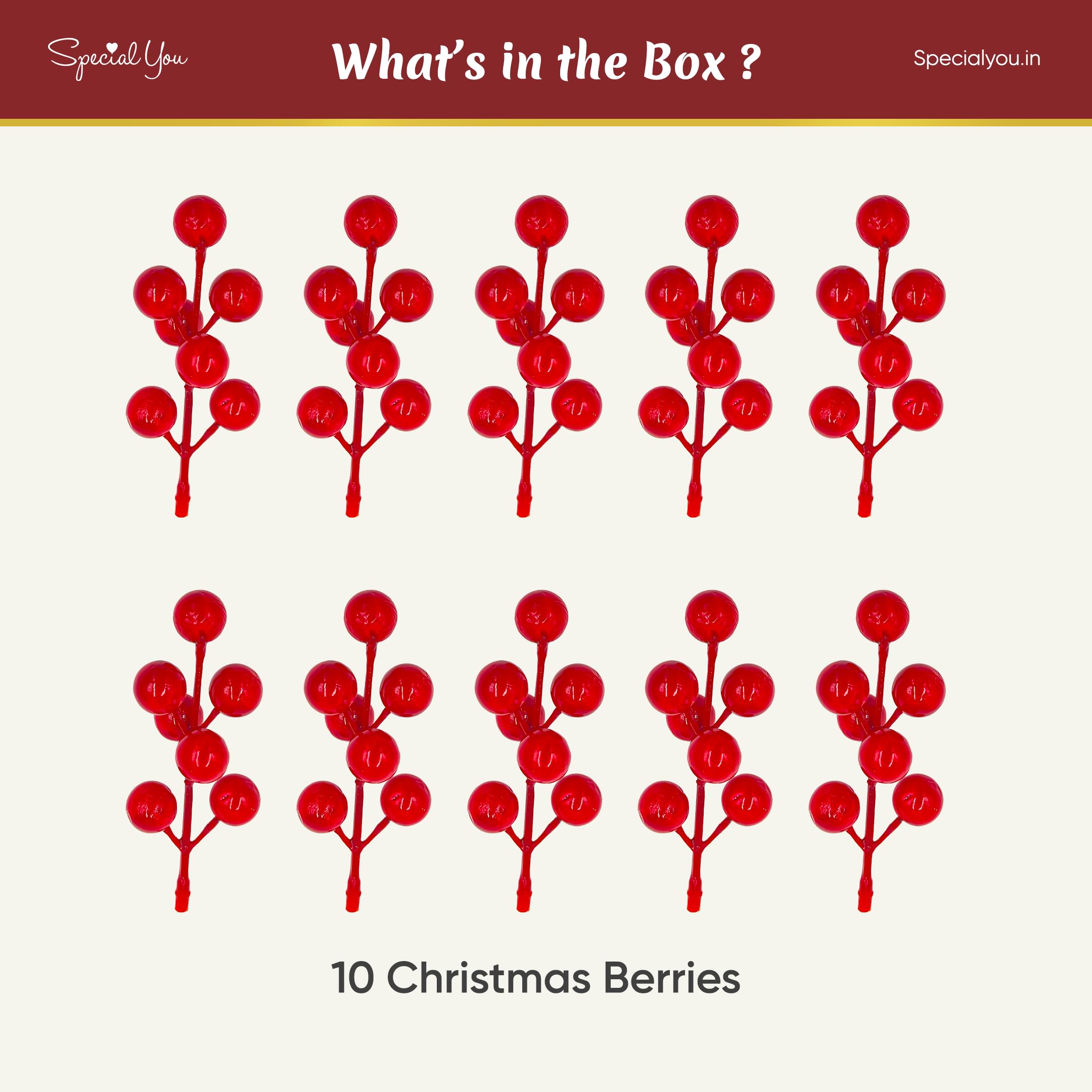 Berries for Christmas Decoration - 10 pcs
