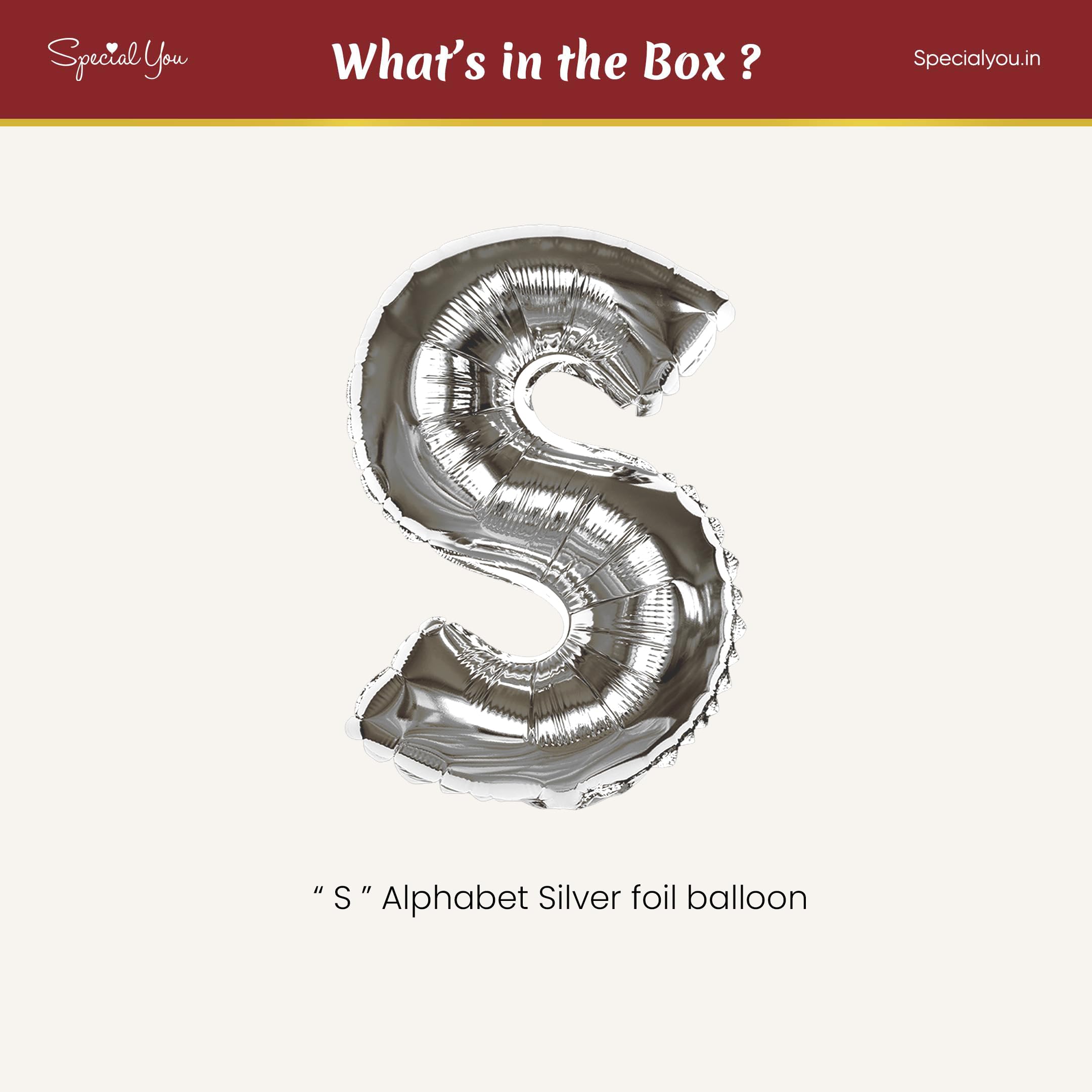 Silver S Letter Foil Balloon - Special You