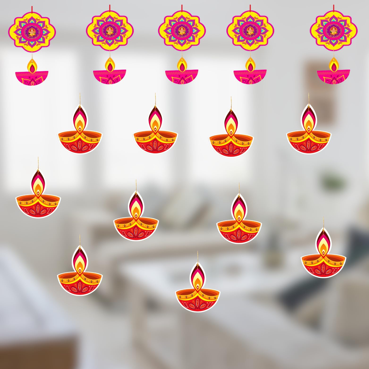 Paper Hanging Diya for Navratri, Diwali Decoration