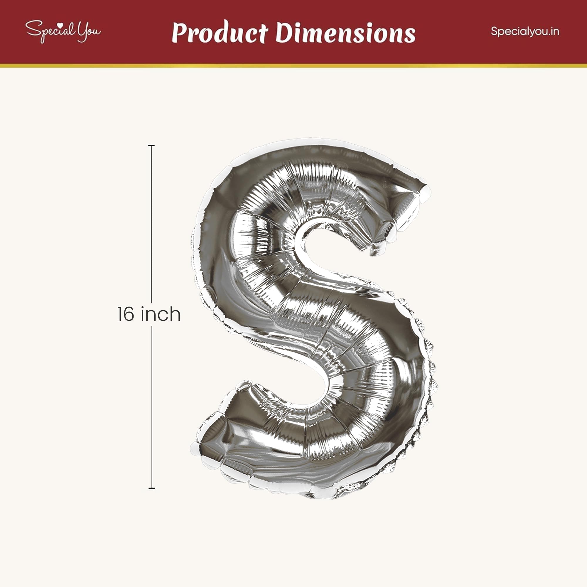 Silver S Letter Foil Balloon - Special You