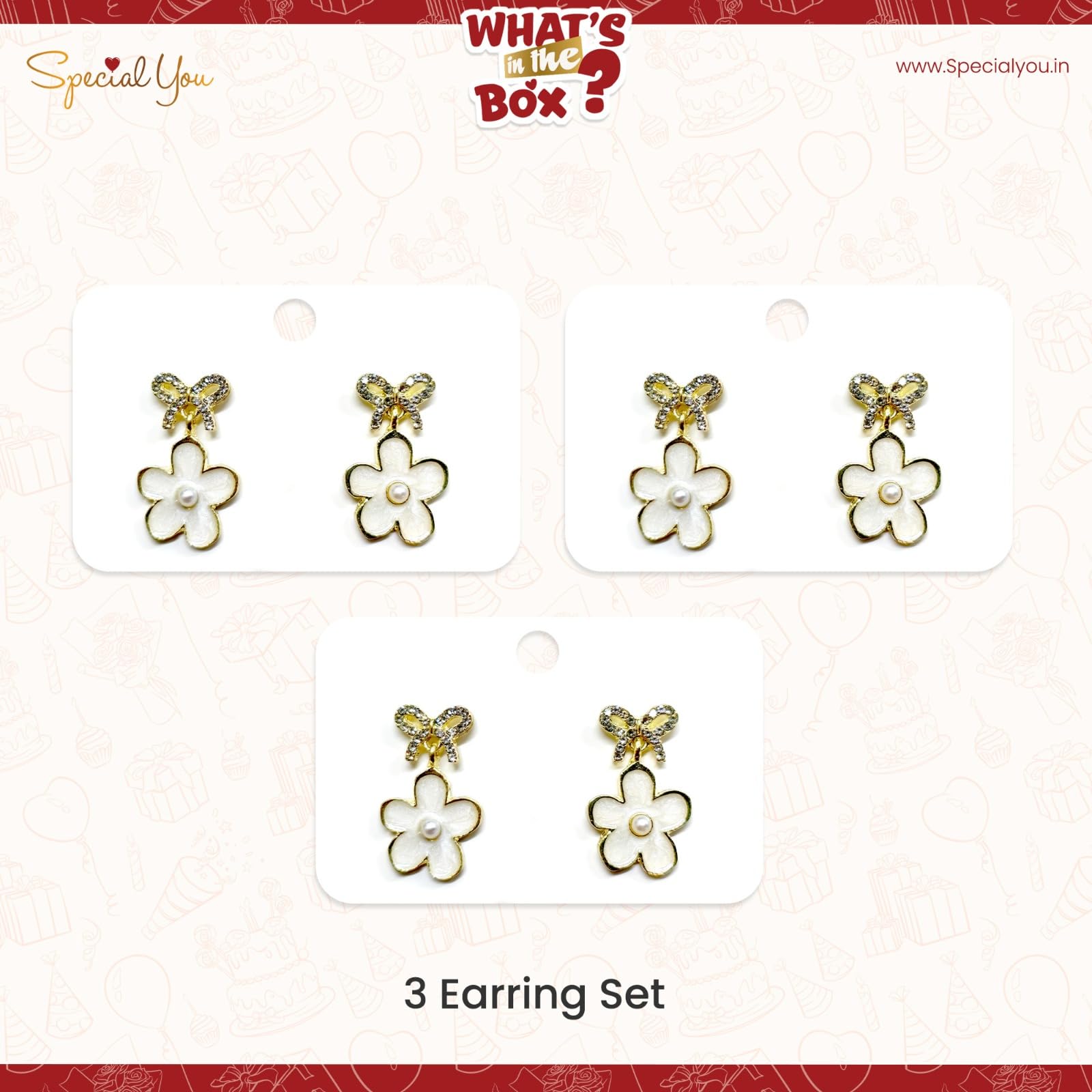 Set of 3 Flower Korean Earring
