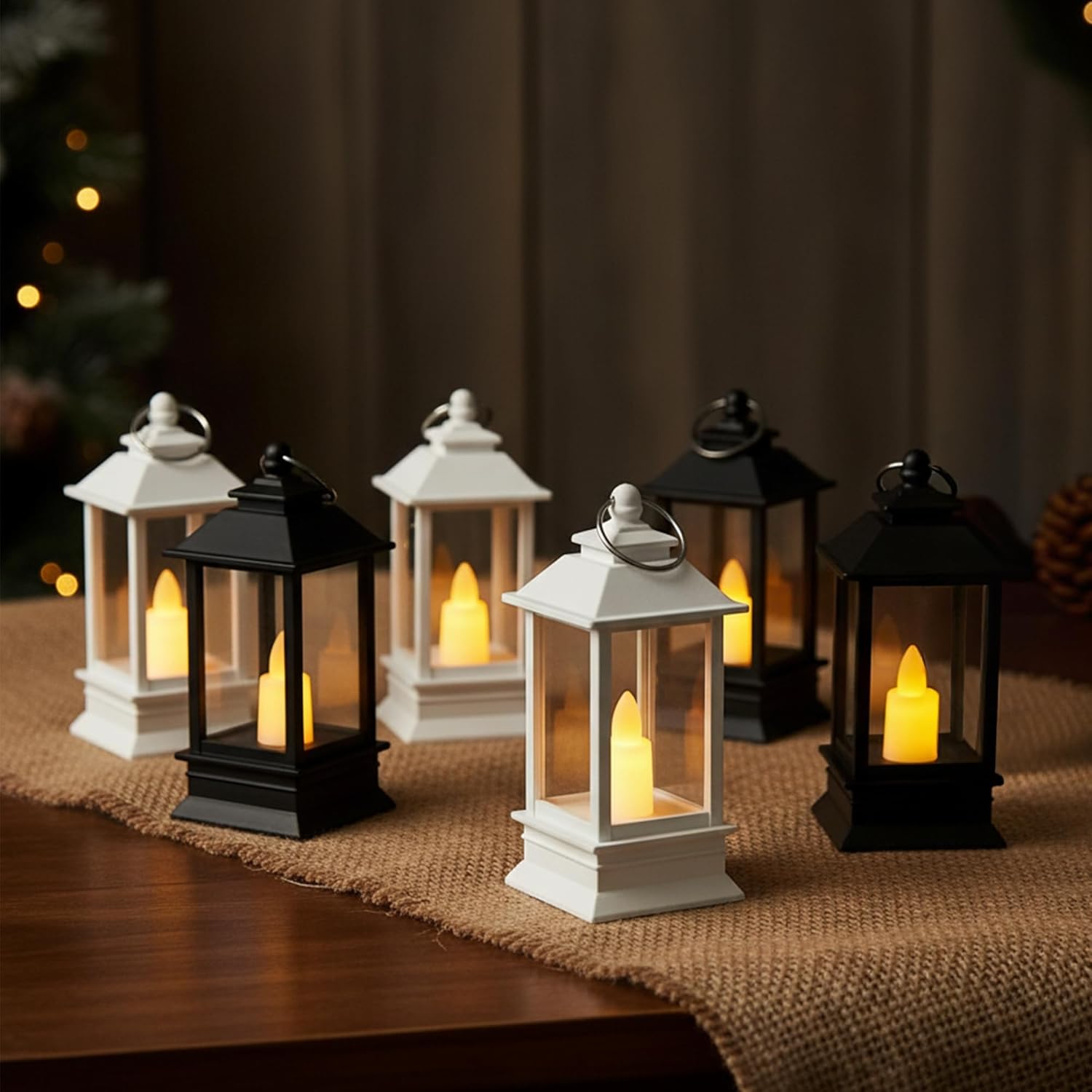 Mini Latern Set of 6 White and Black
