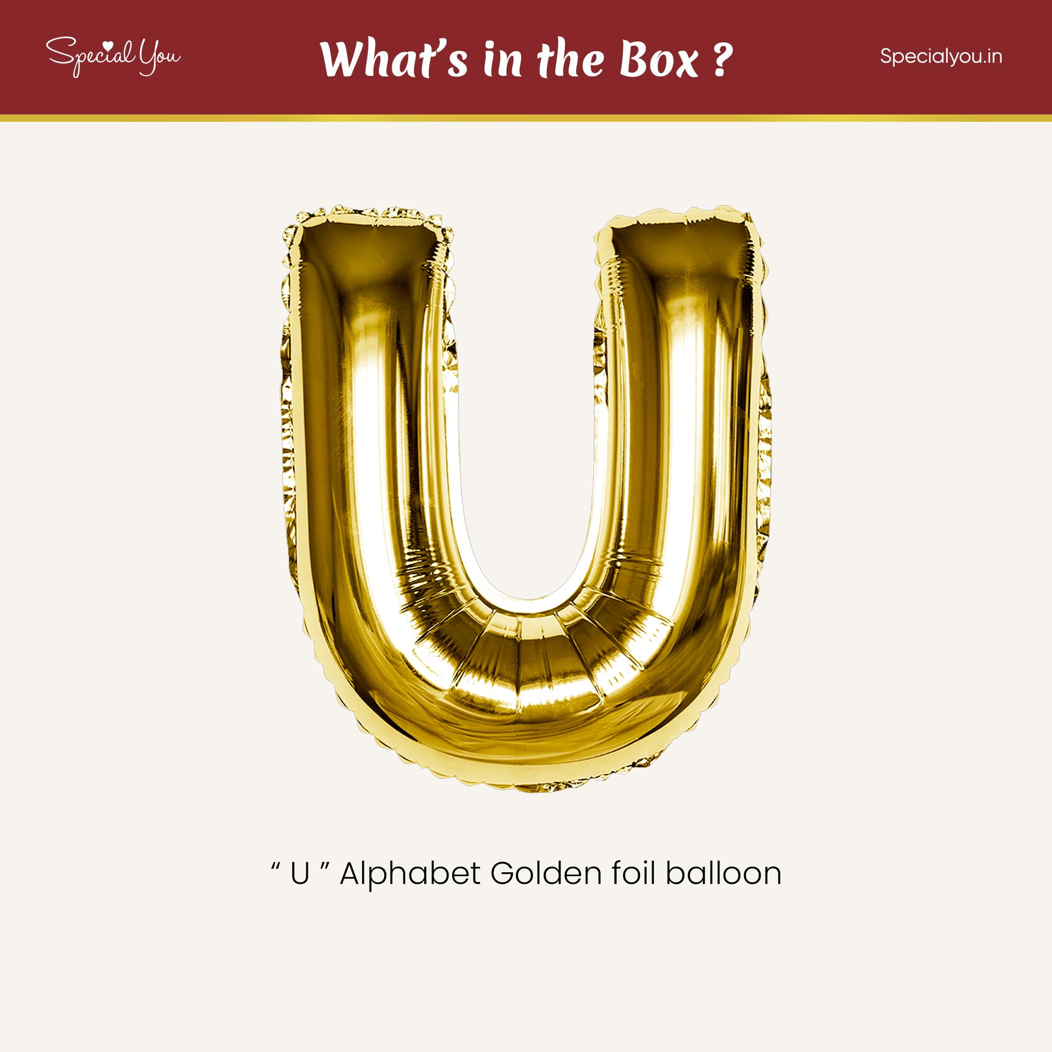 Gold U Letter Foil Balloon