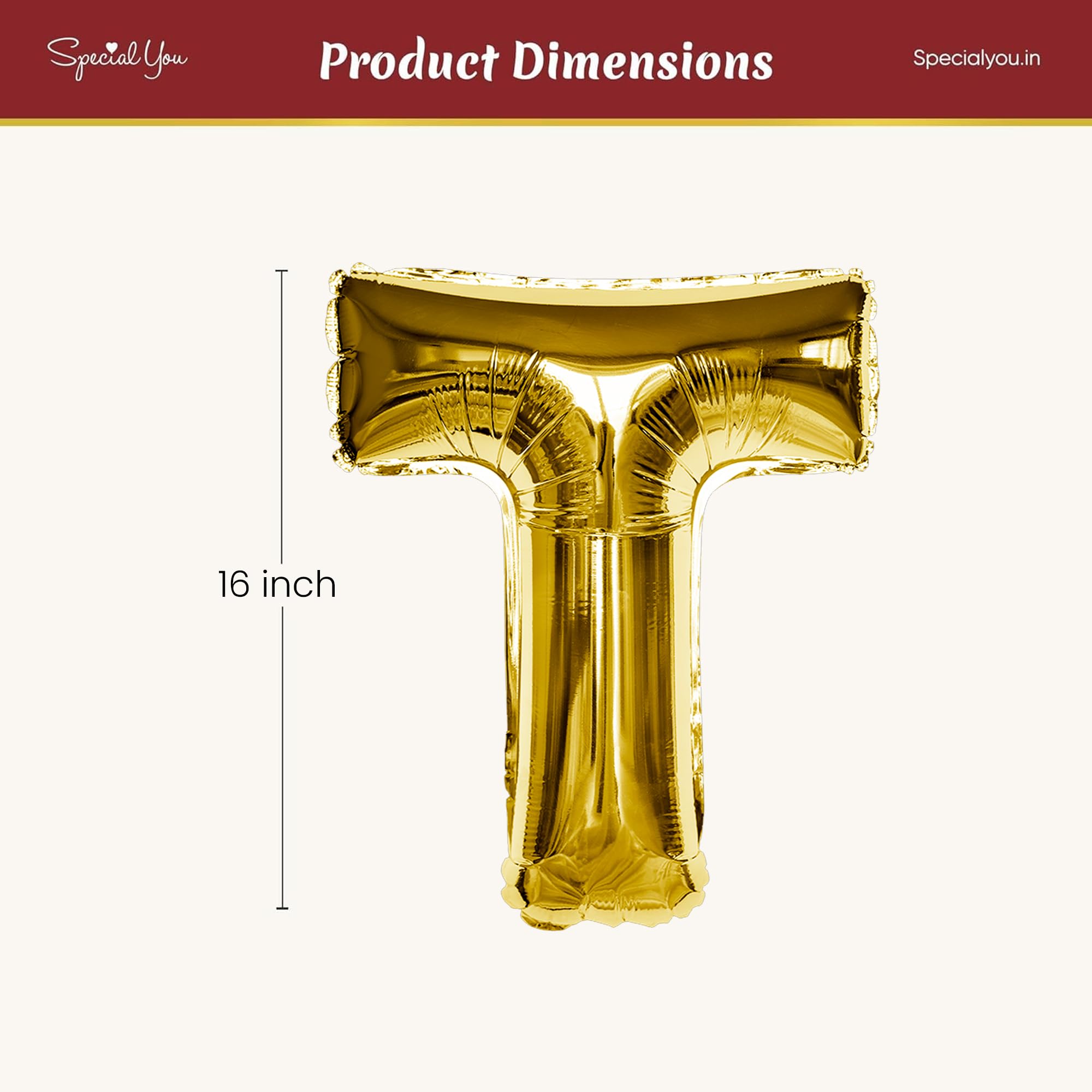 Gold T Letter Foil Balloon