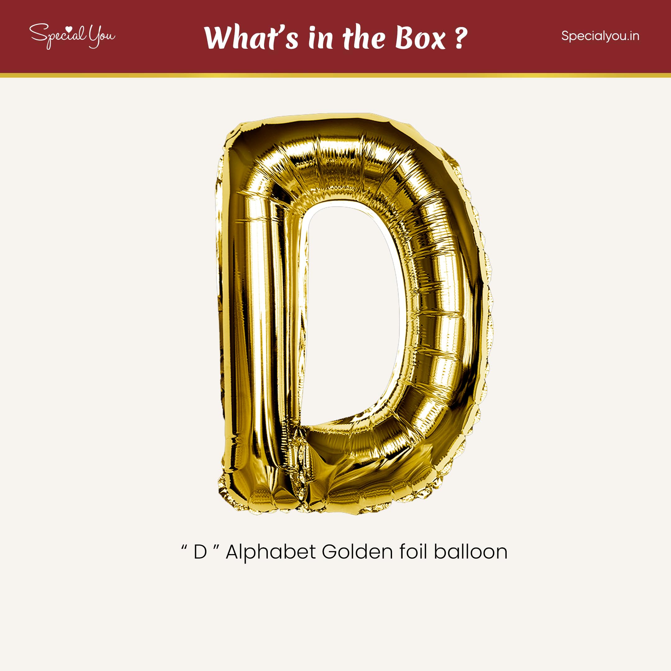 Gold D Letter Foil Balloon