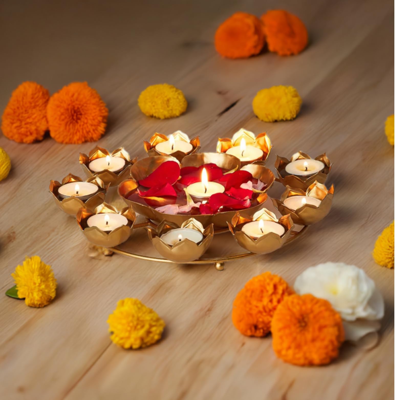Double Flower Urli Bowl for Decoration