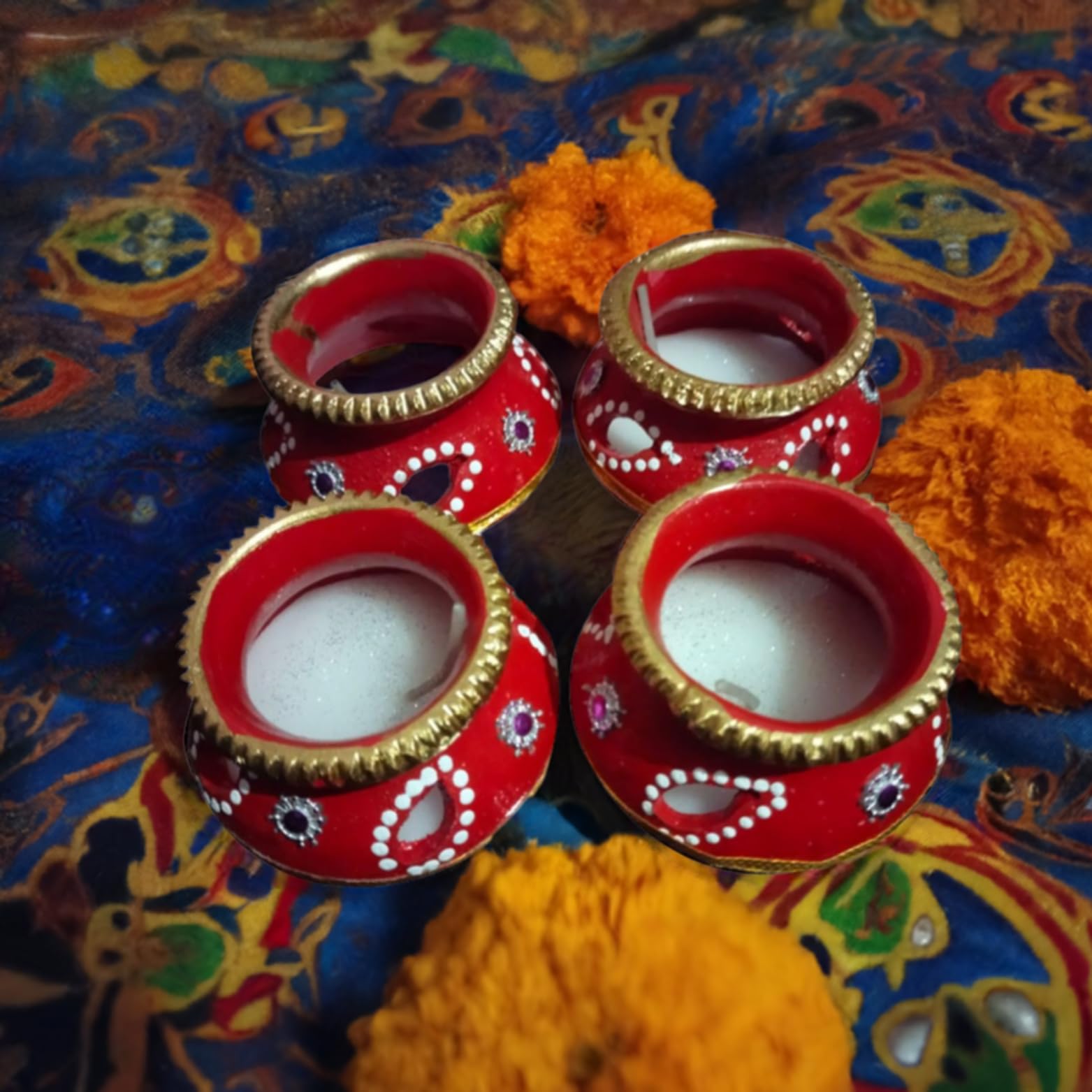 Terracotta Diya, Wax Diya, Mitti Diya, Diwali Diya Decoration Set of 4