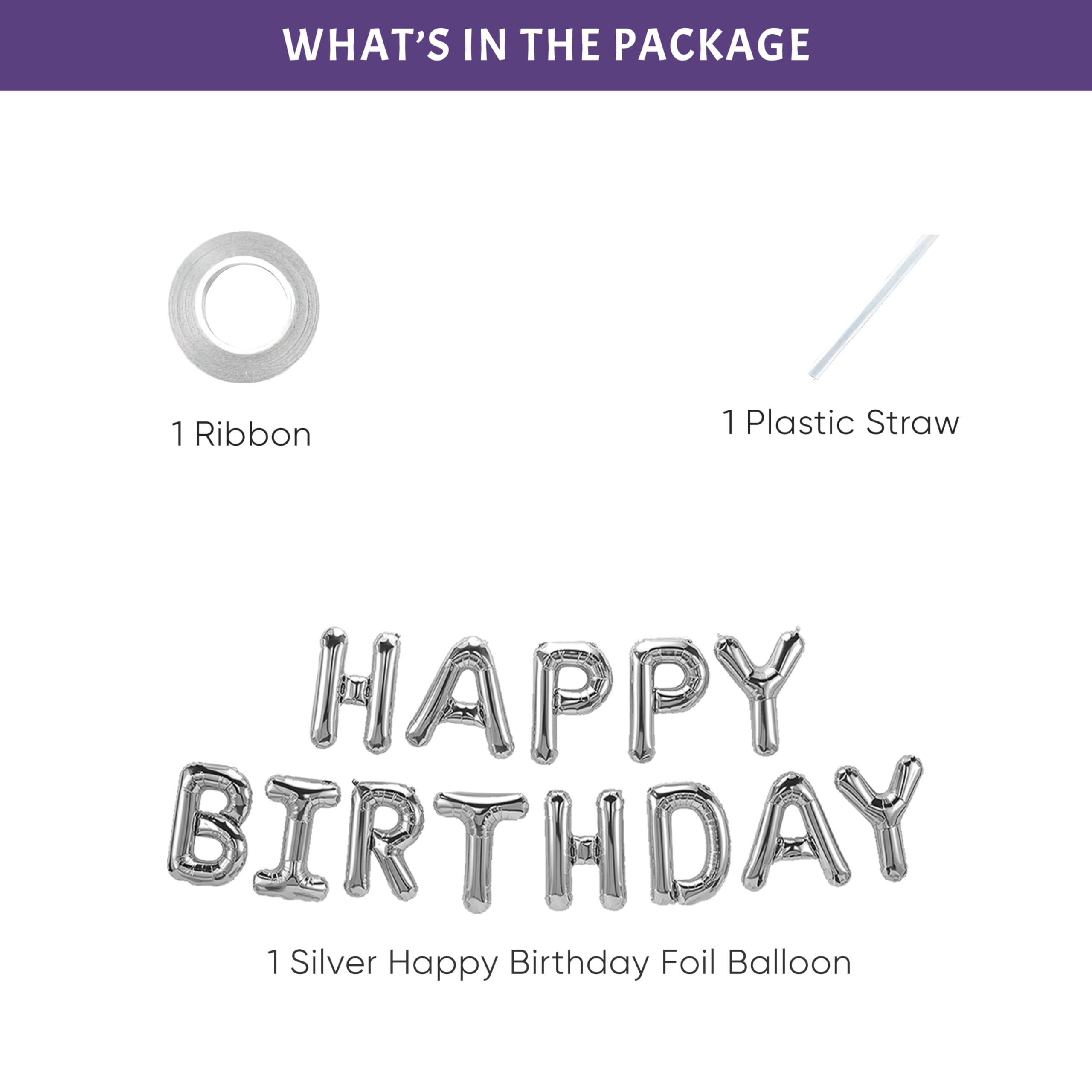 Silver Foil Happy Birthday Banner