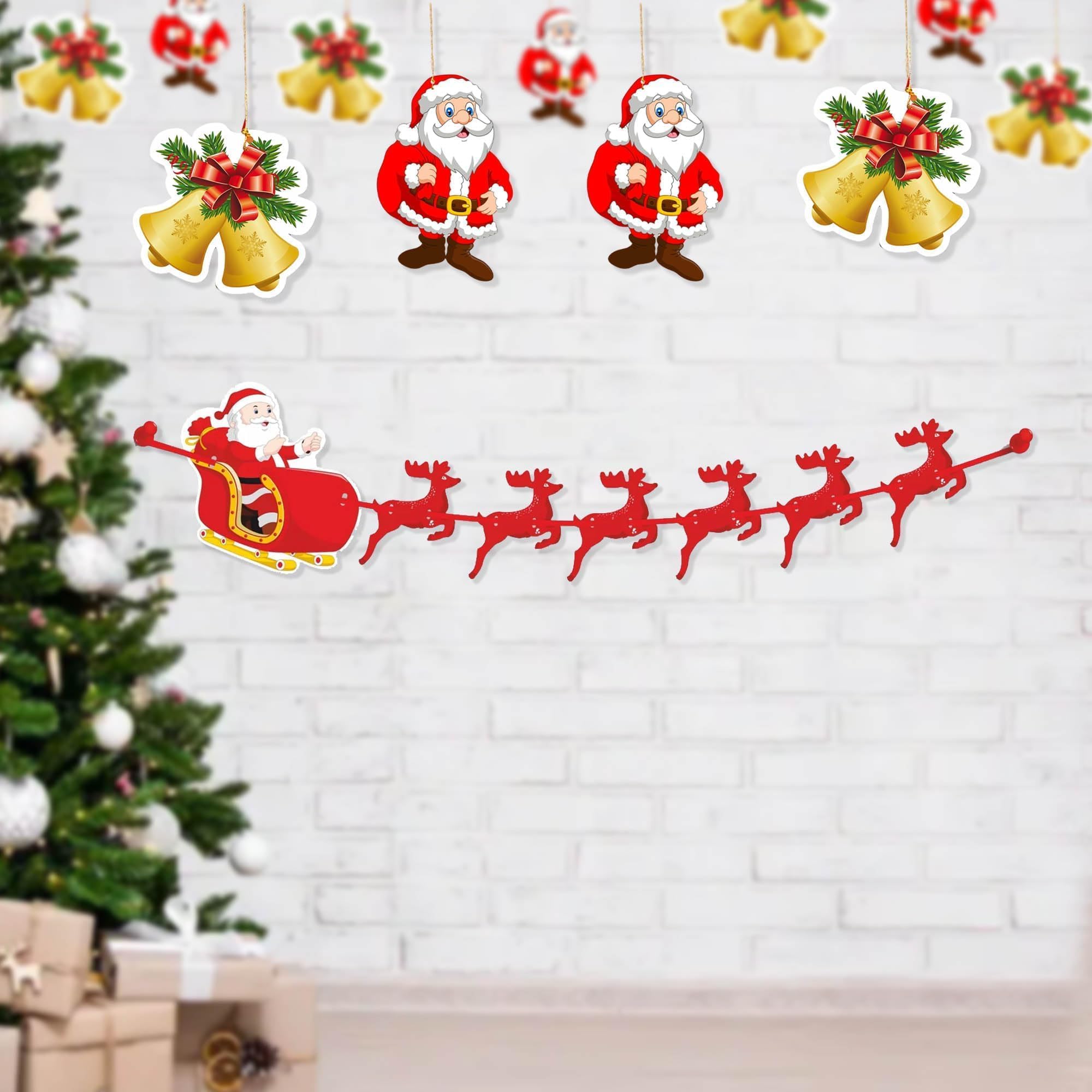 Reindeer Banner, Santa Hanging, Santa Bell Hanging