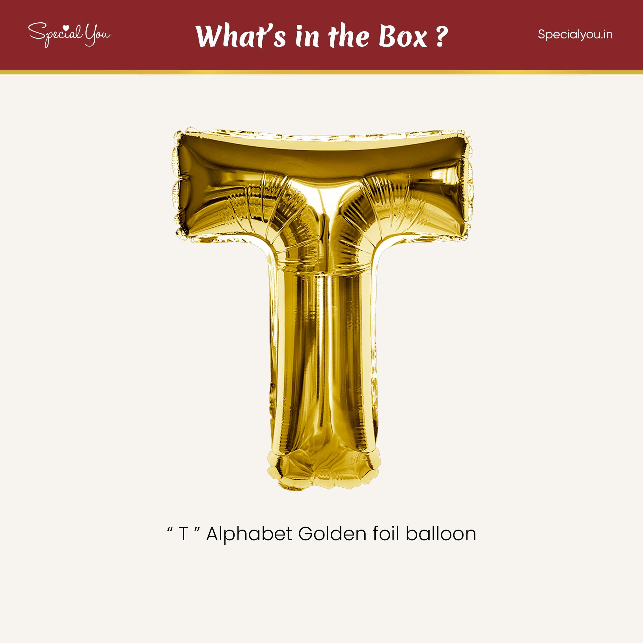 Gold T Letter Foil Balloon