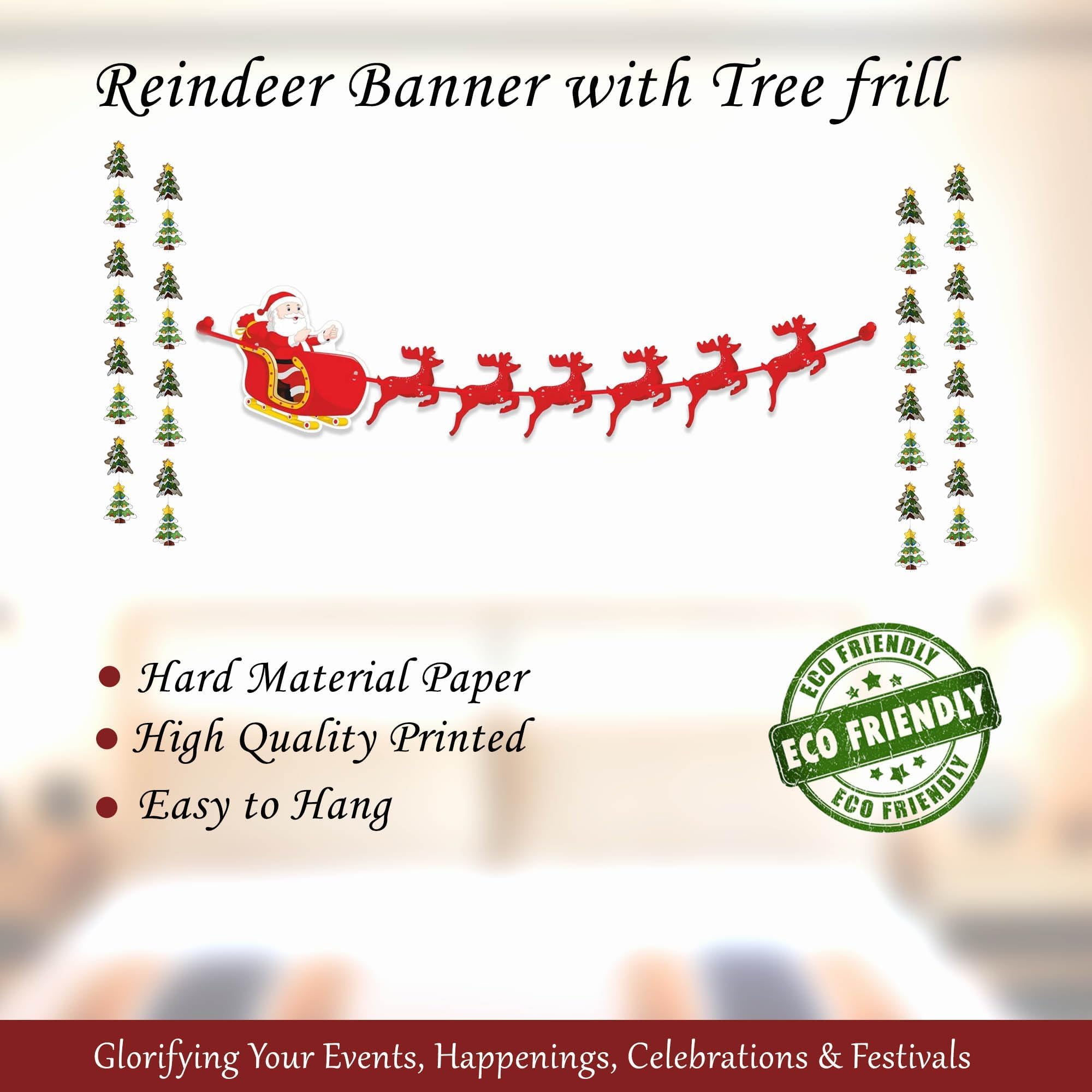 Mini Tree Frill and Reindeer Paper Banner - 5 Pcs