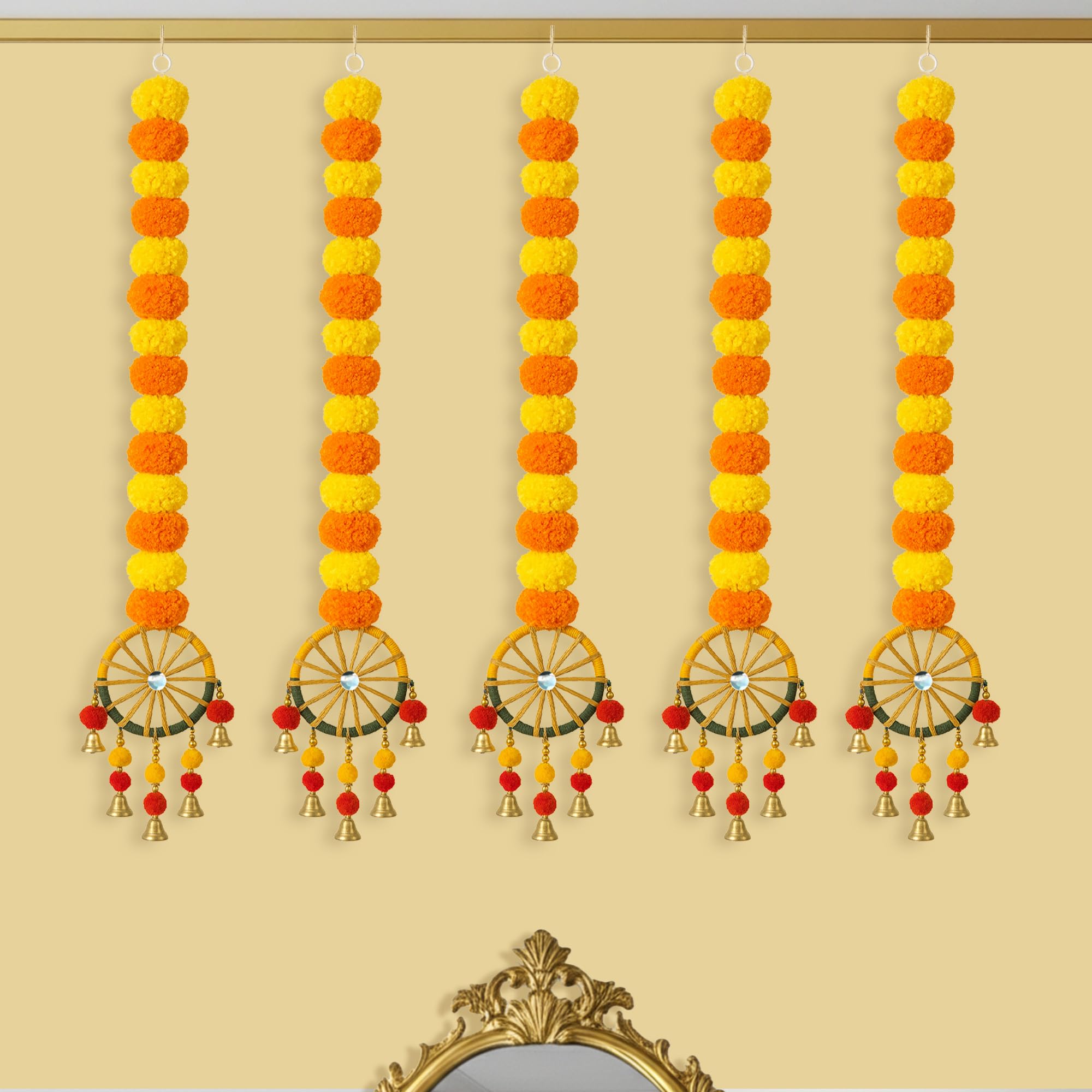Ganpati Marigold garland with Chakra Latkans