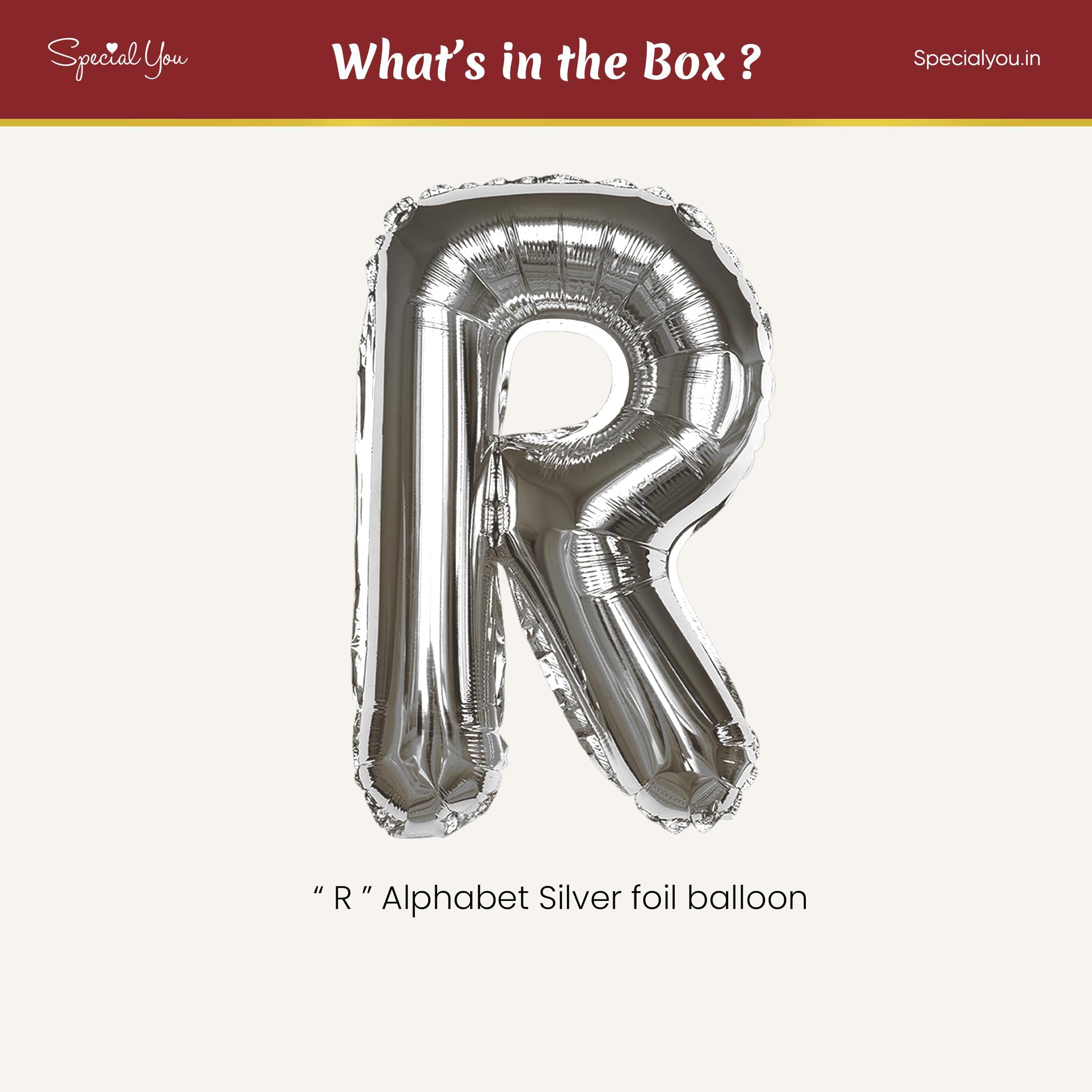 Silver R Letter Foil Balloon