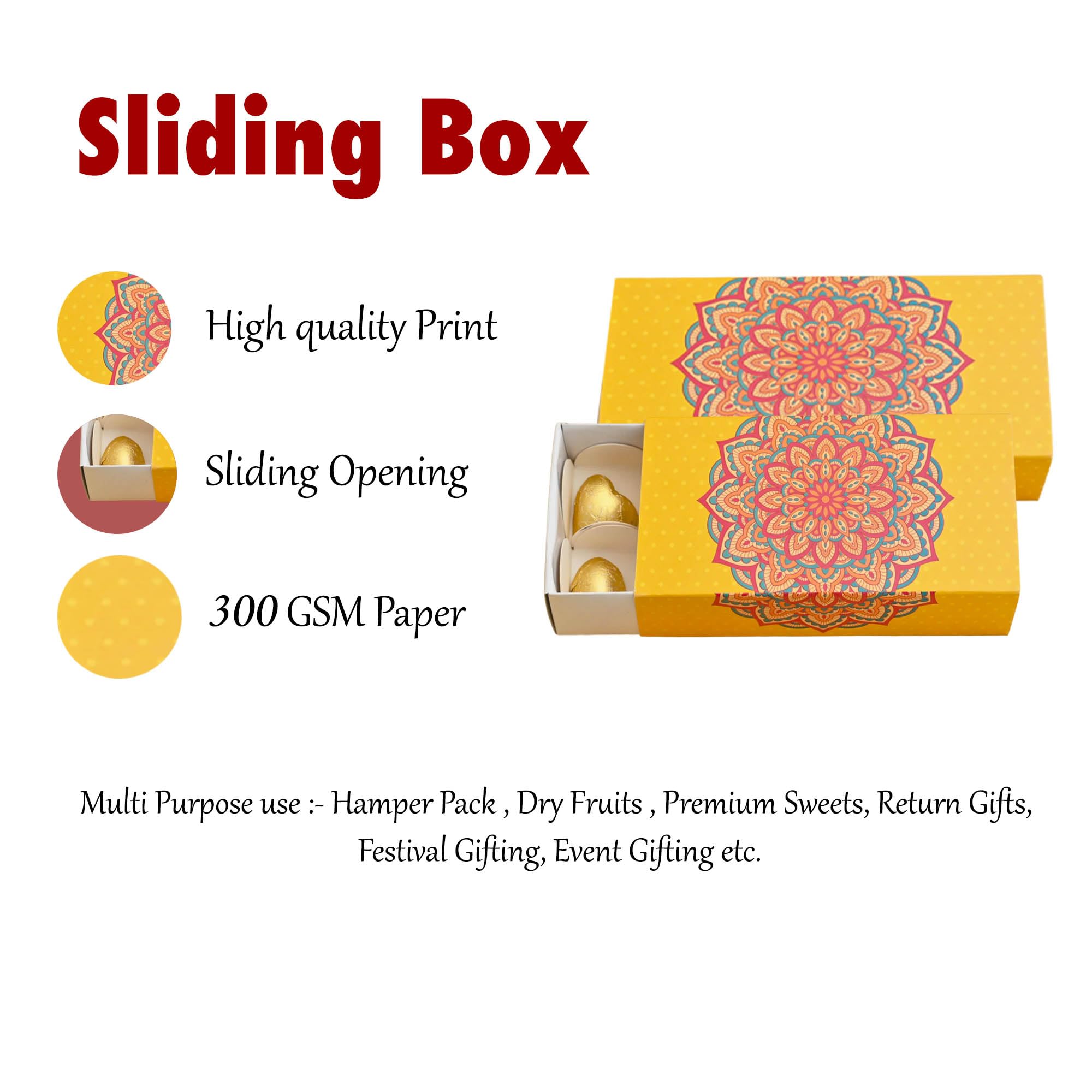 Pack of 10 Sliding Box for Chocolate Packing