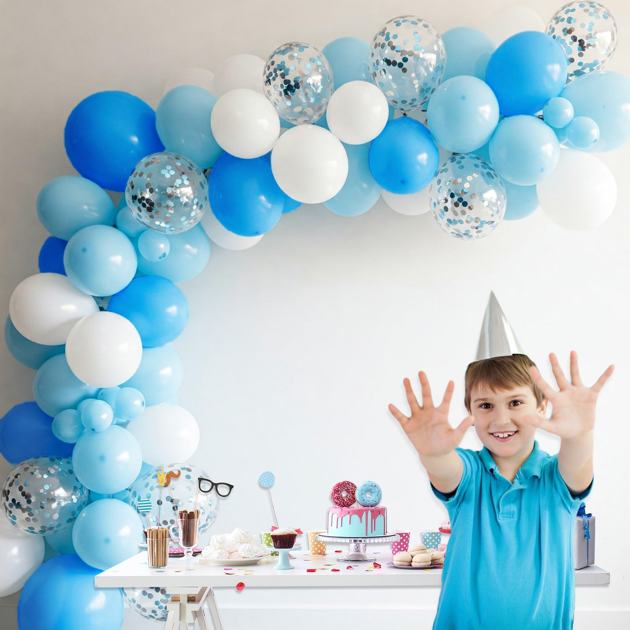 Blue & White Balloon Decorations- 52 Pcs