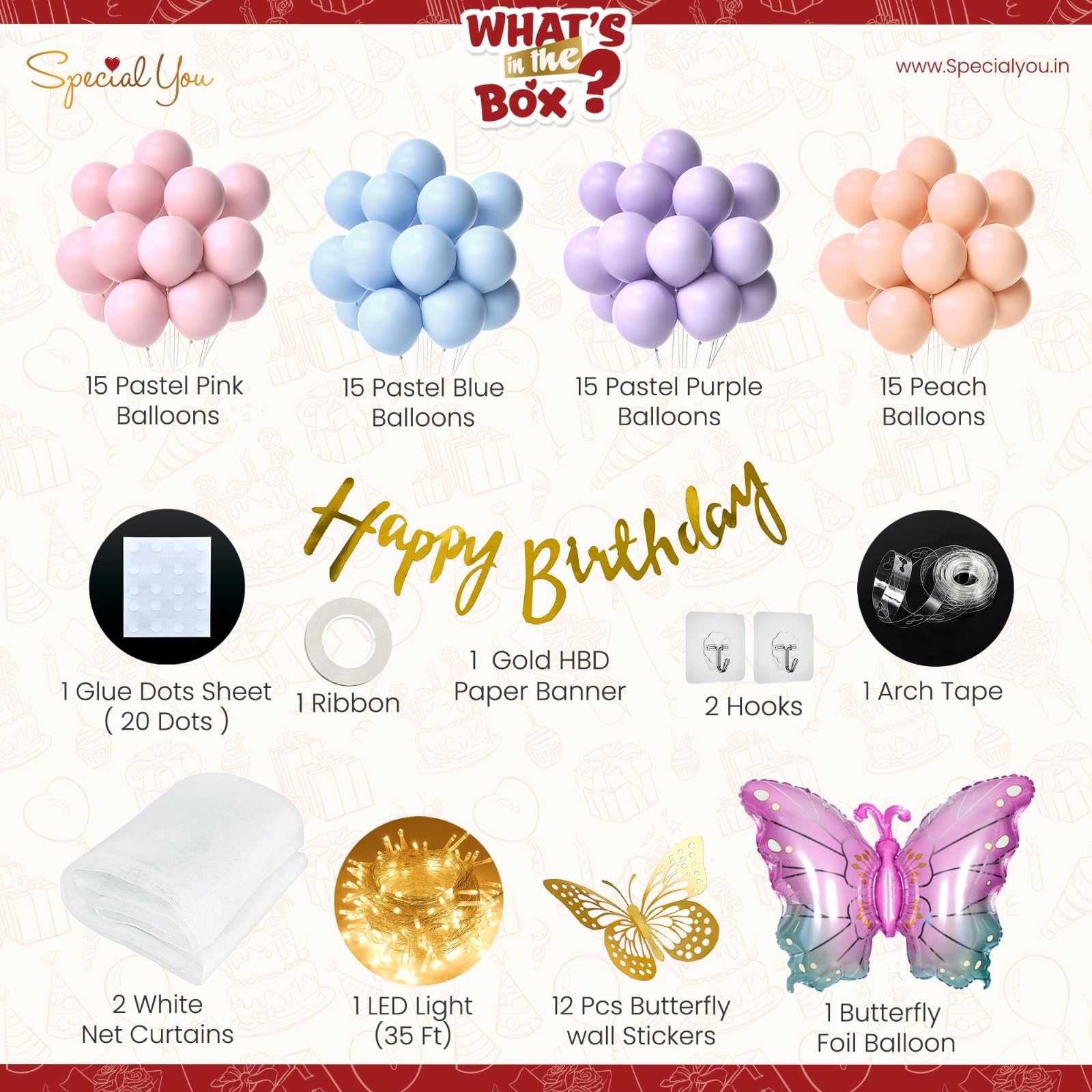 Pastel Balloons Butterfly Theme Birthday Decor