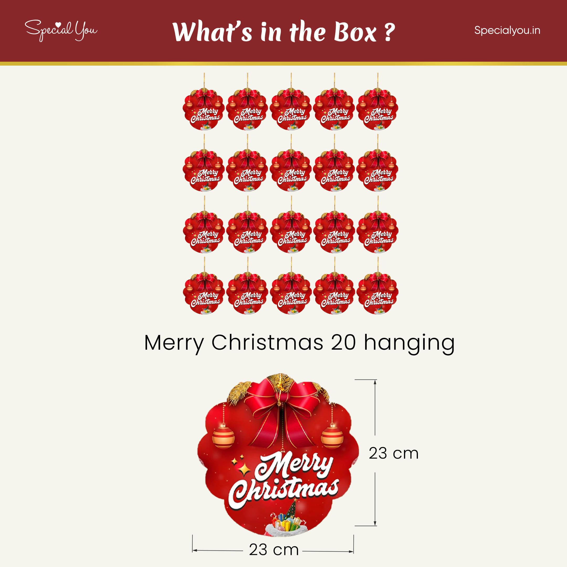 Merry Christmas Hanging for Christmas Decor- 20 Pcs