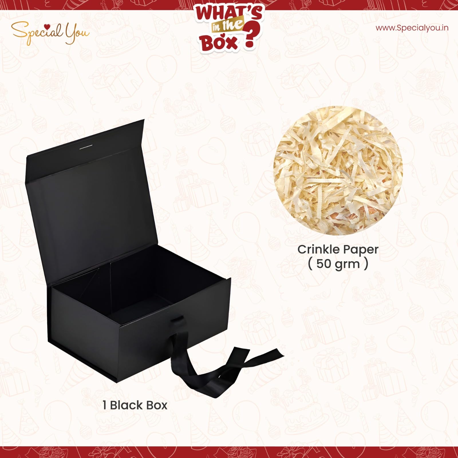 Black Gift box with Crinkle paper