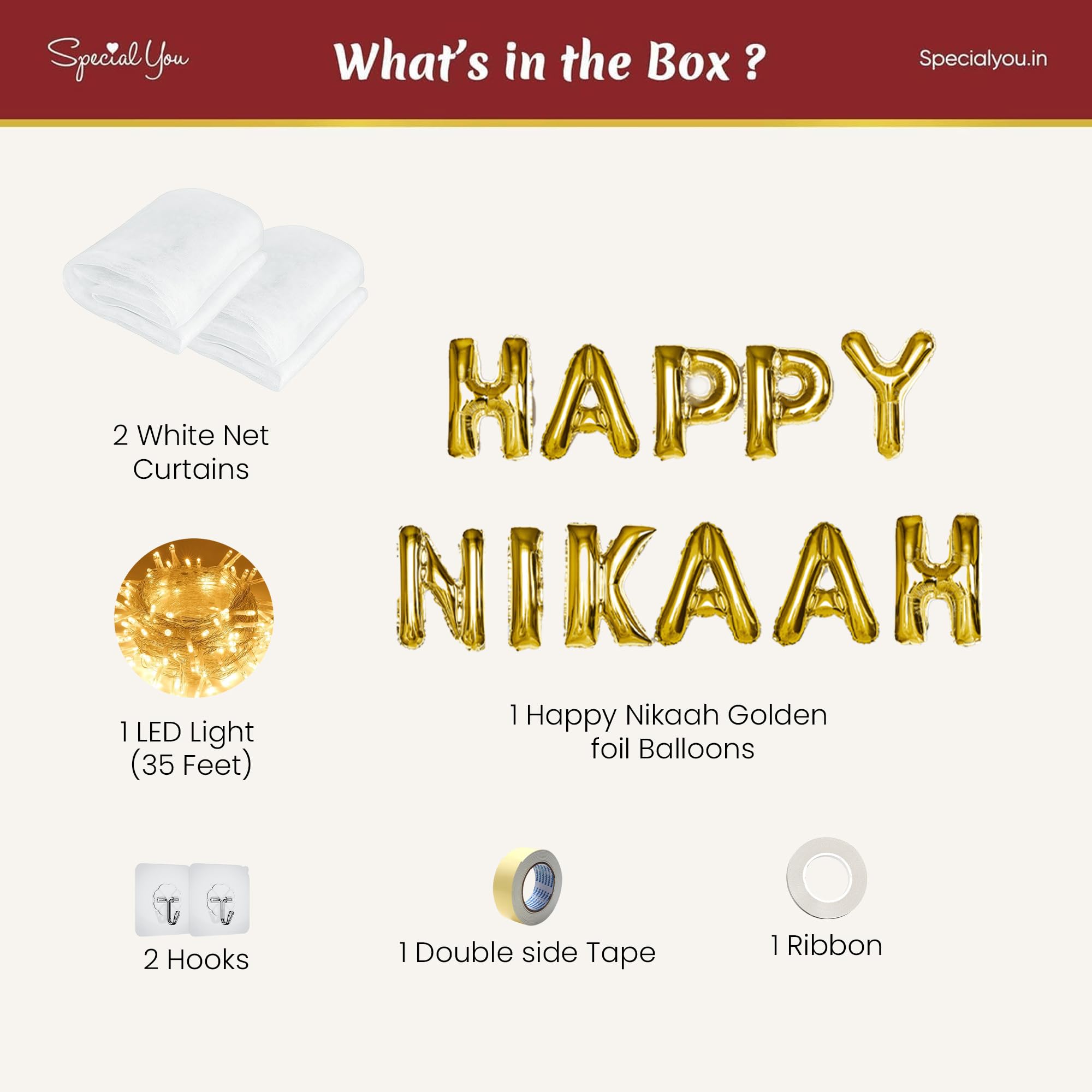Happy Nikaah Decoration with Curtains and Fairy light - Special You