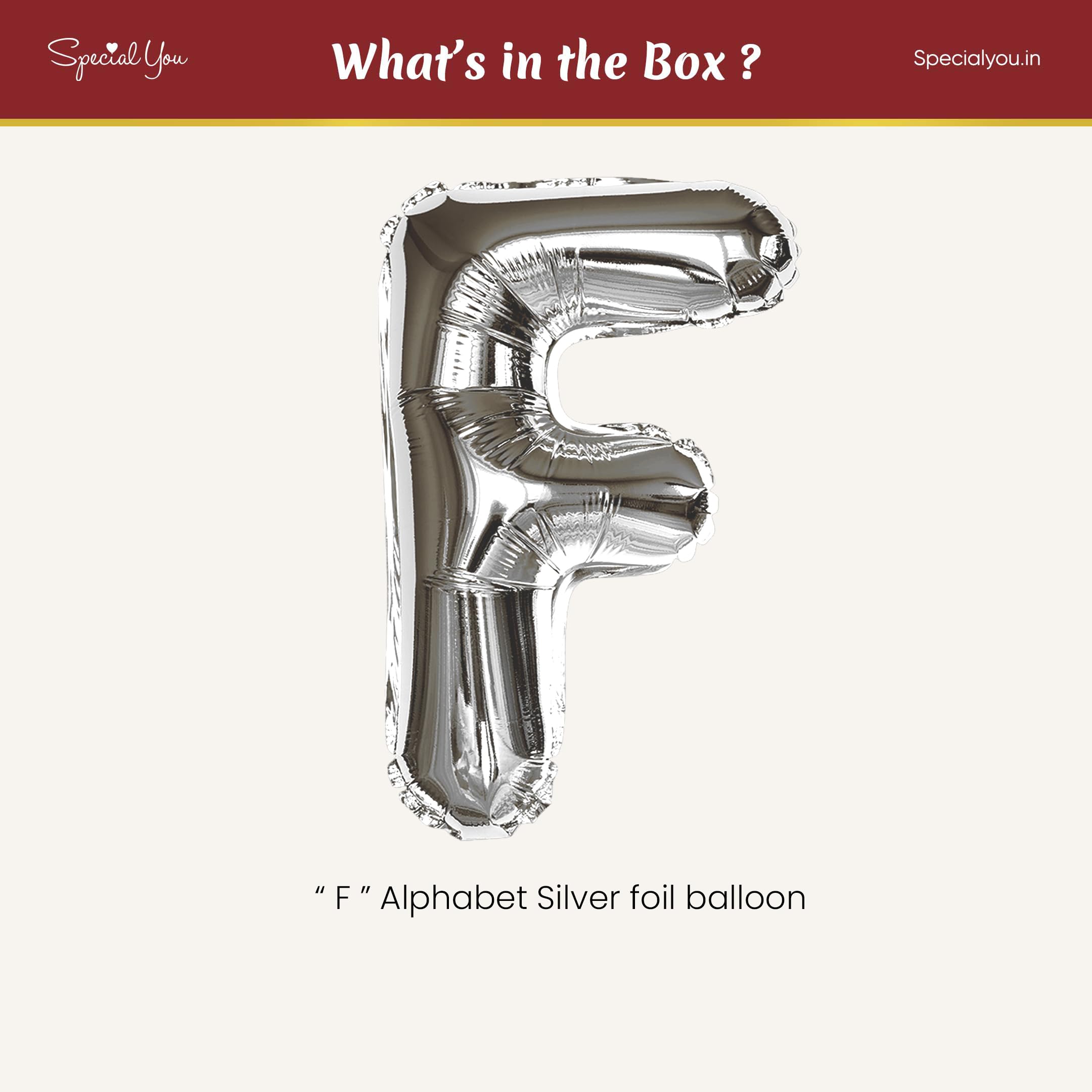 Silver F Letter Foil Balloon